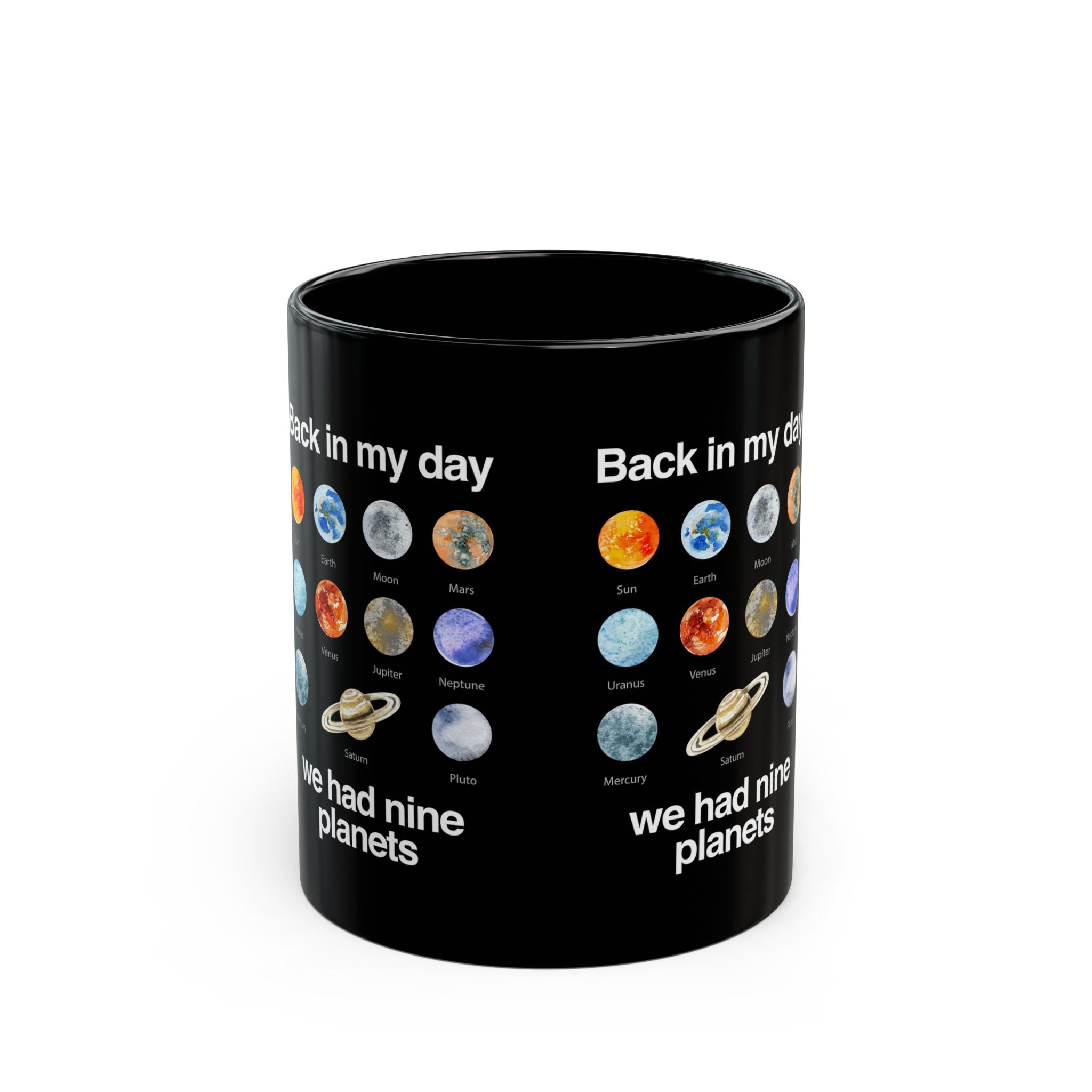 Back In My Day We Had Nine Planets - Black Glossy Mug