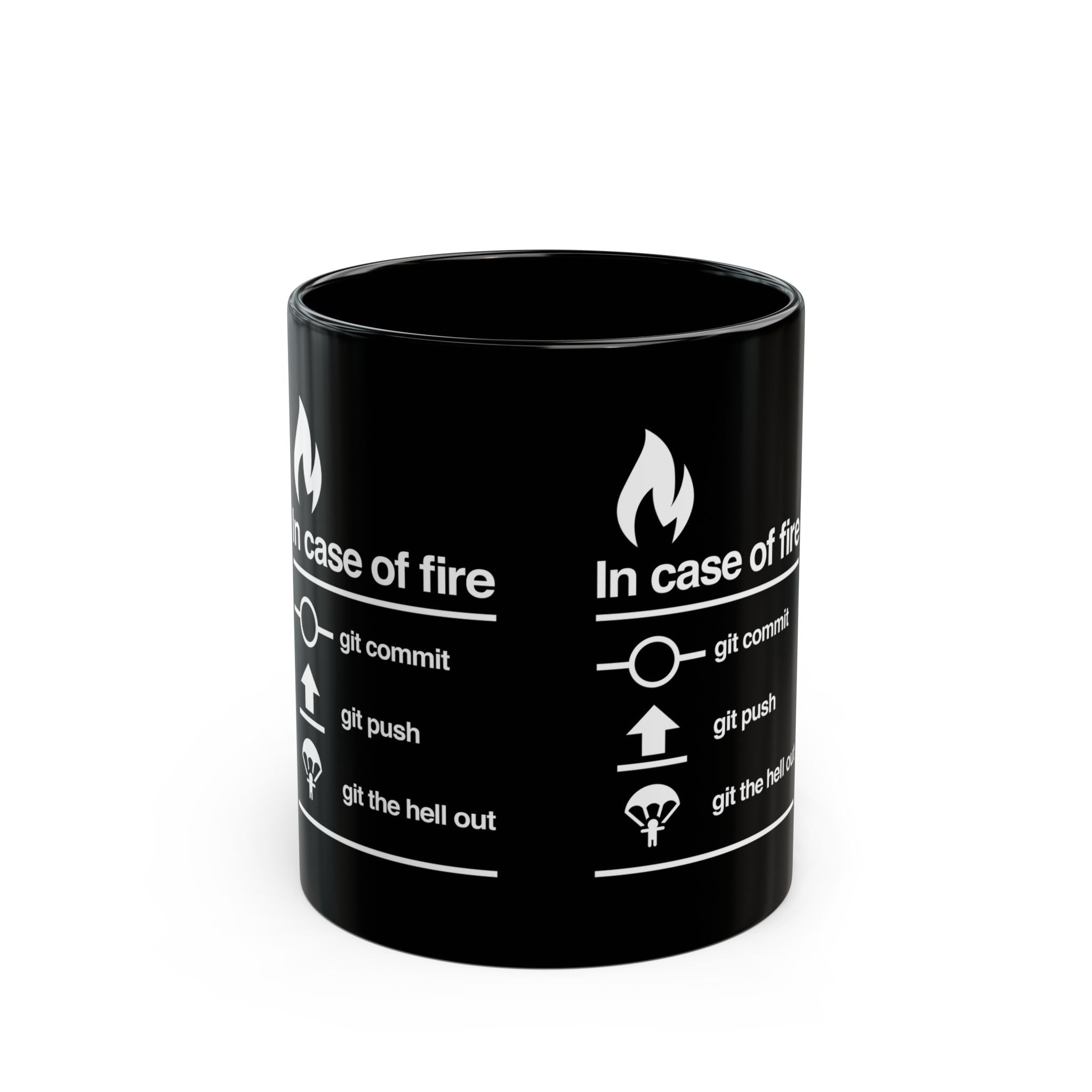 In Case Of Fire Git Commit - Black Glossy Mug