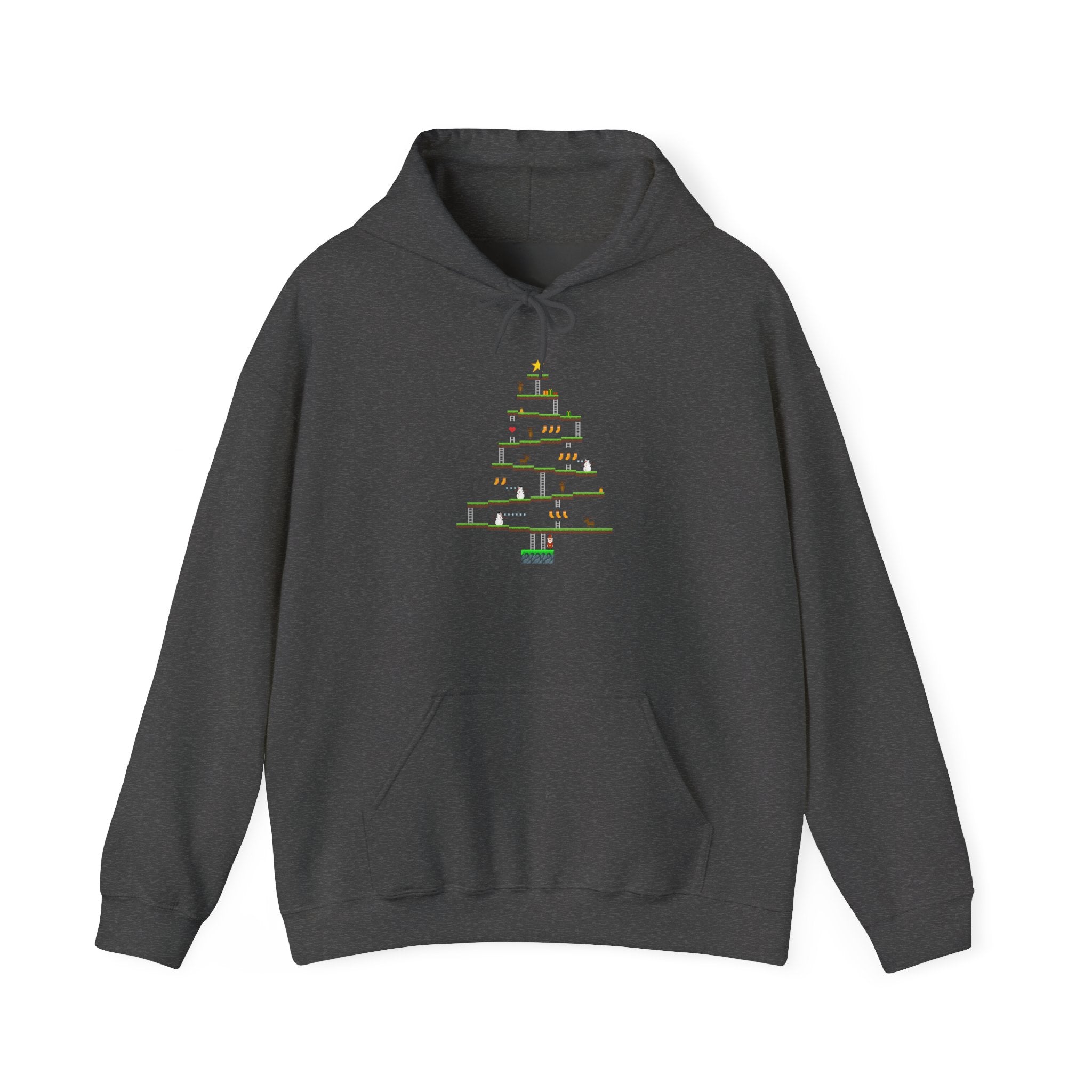 8-Bit Arcade Platformer Christmas Tree - Unisex Hooded Sweatshirt