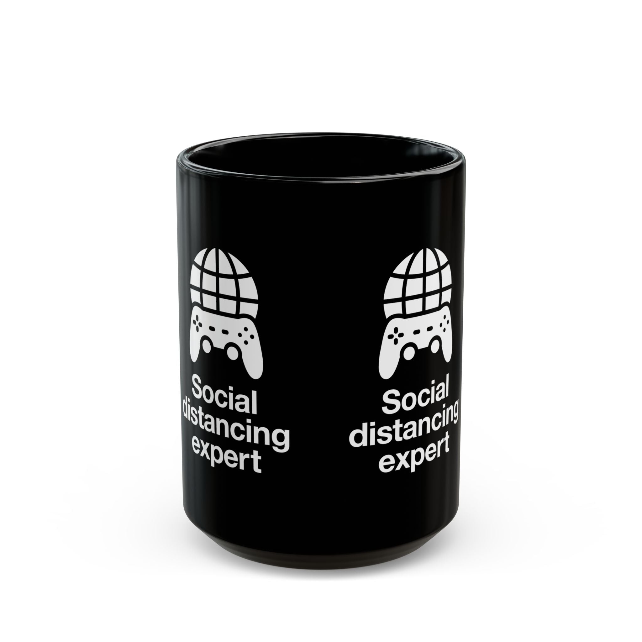 Social Distancing Expert - Black Glossy Mug