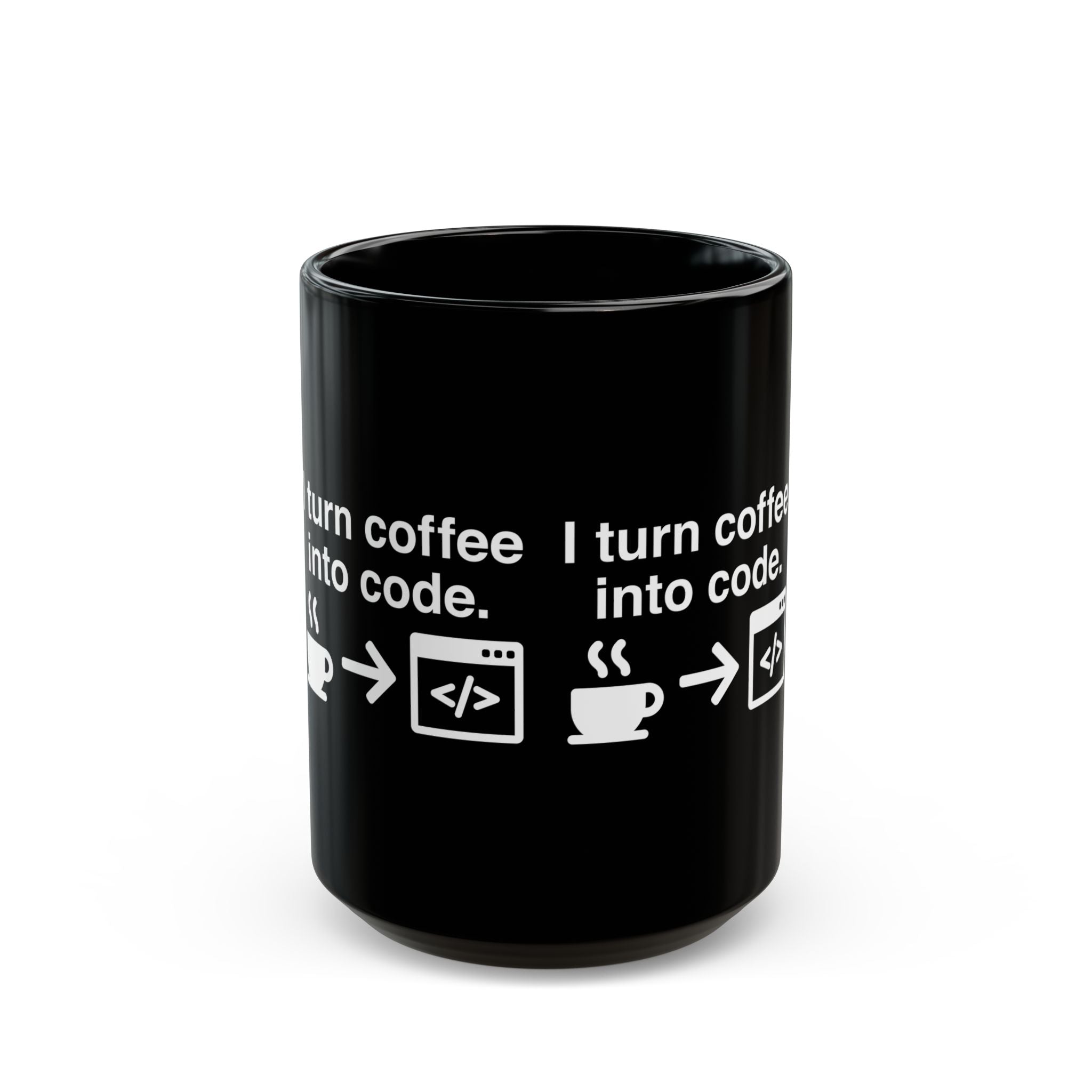 I Turn Coffee Into Code - Black Glossy Mug