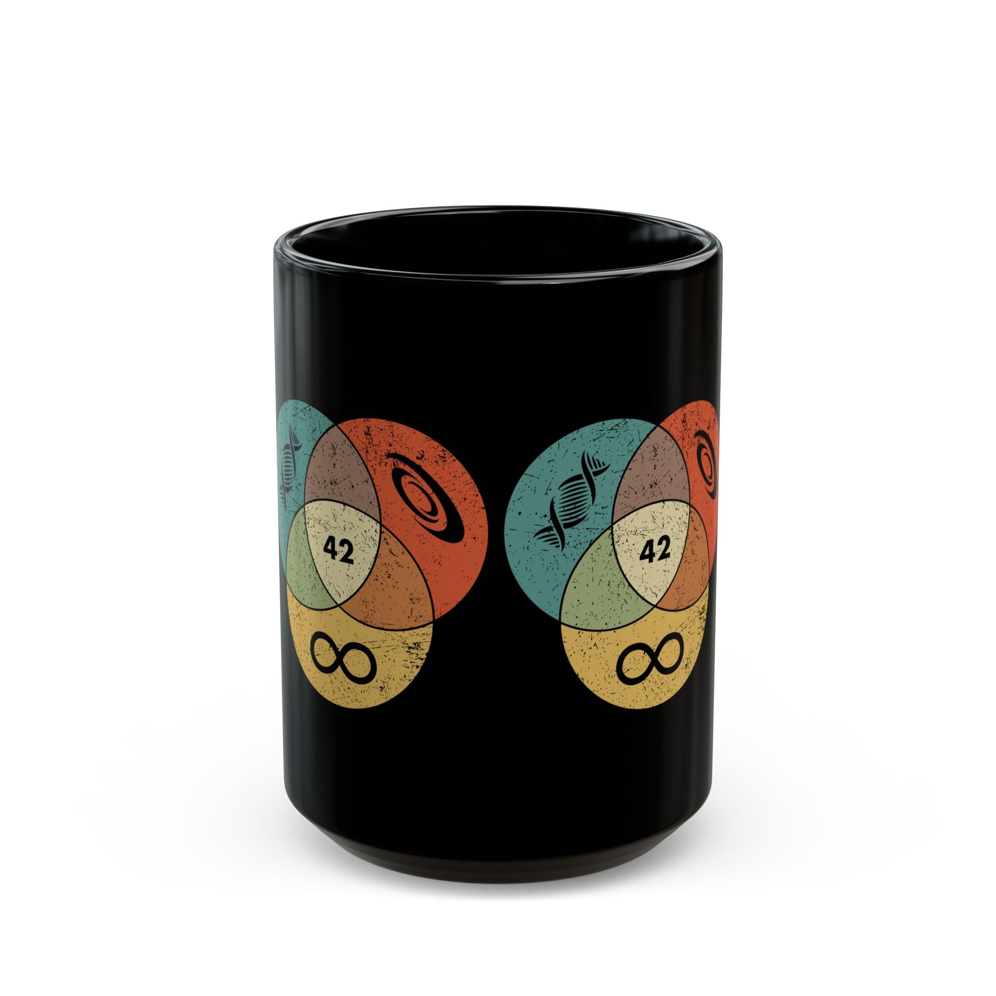 42 Answer To Life The Universe And Everything - Color Version - Black Glossy Mug