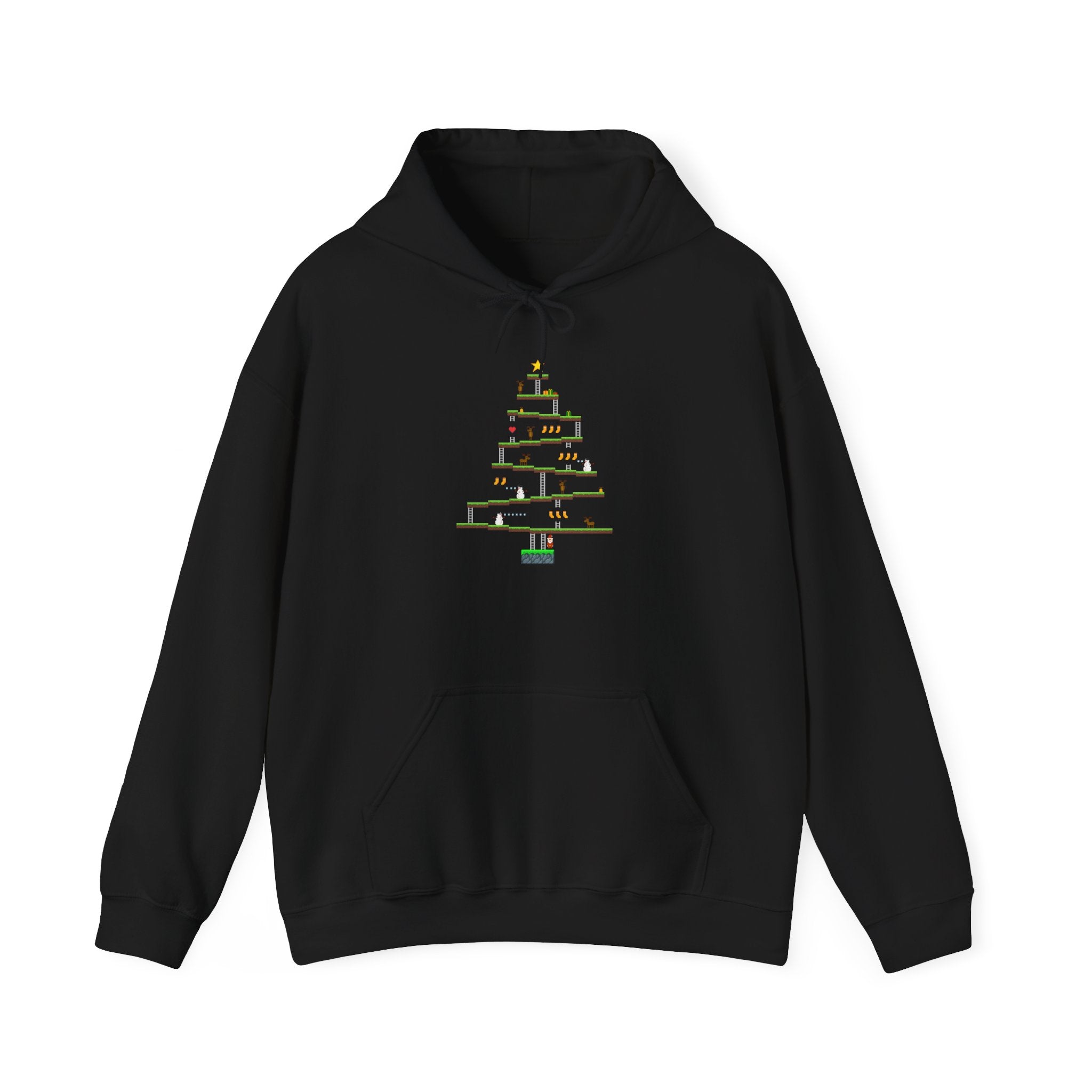 8-Bit Arcade Platformer Christmas Tree - Unisex Hooded Sweatshirt