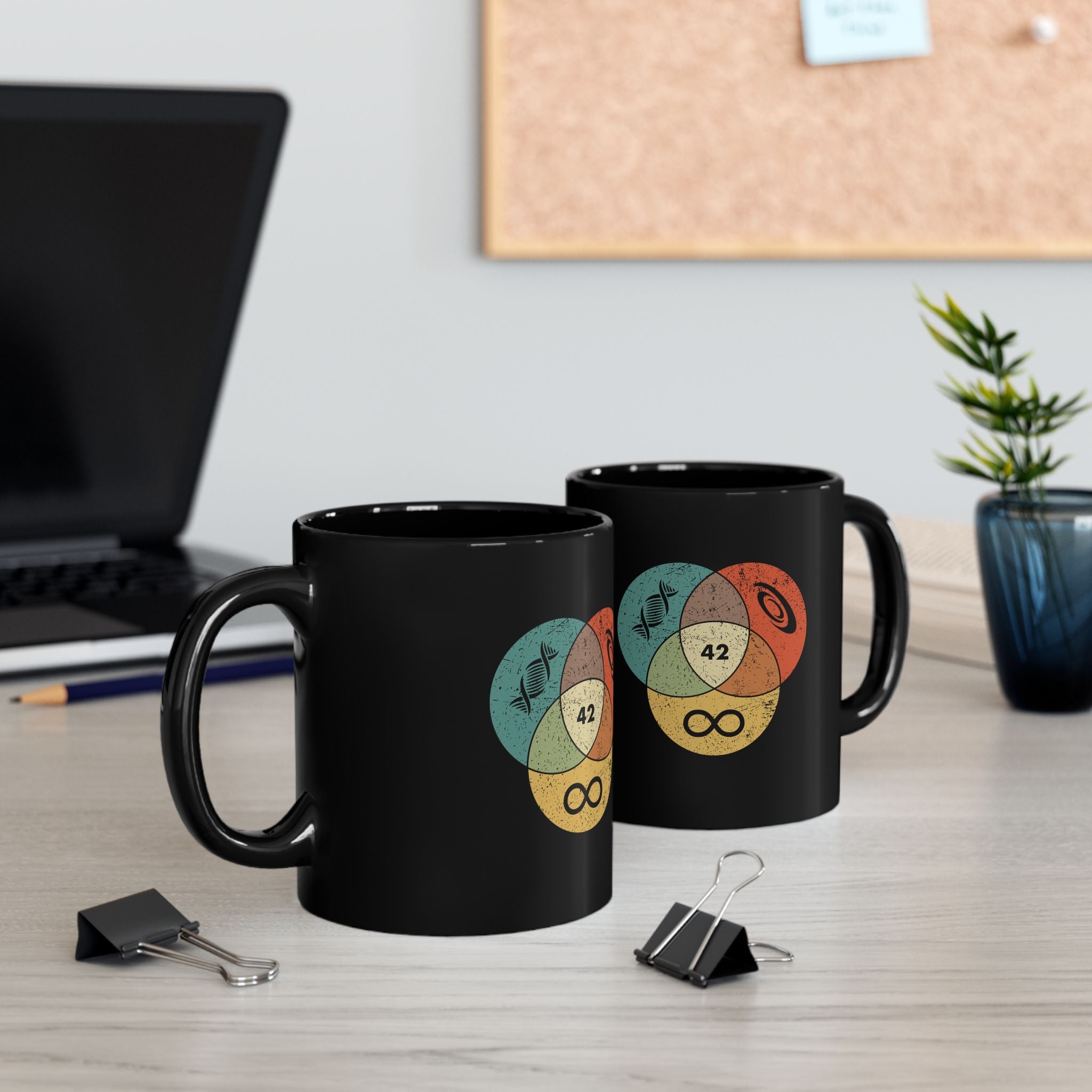 42 Answer To Life The Universe And Everything - Color Version - Black Glossy Mug