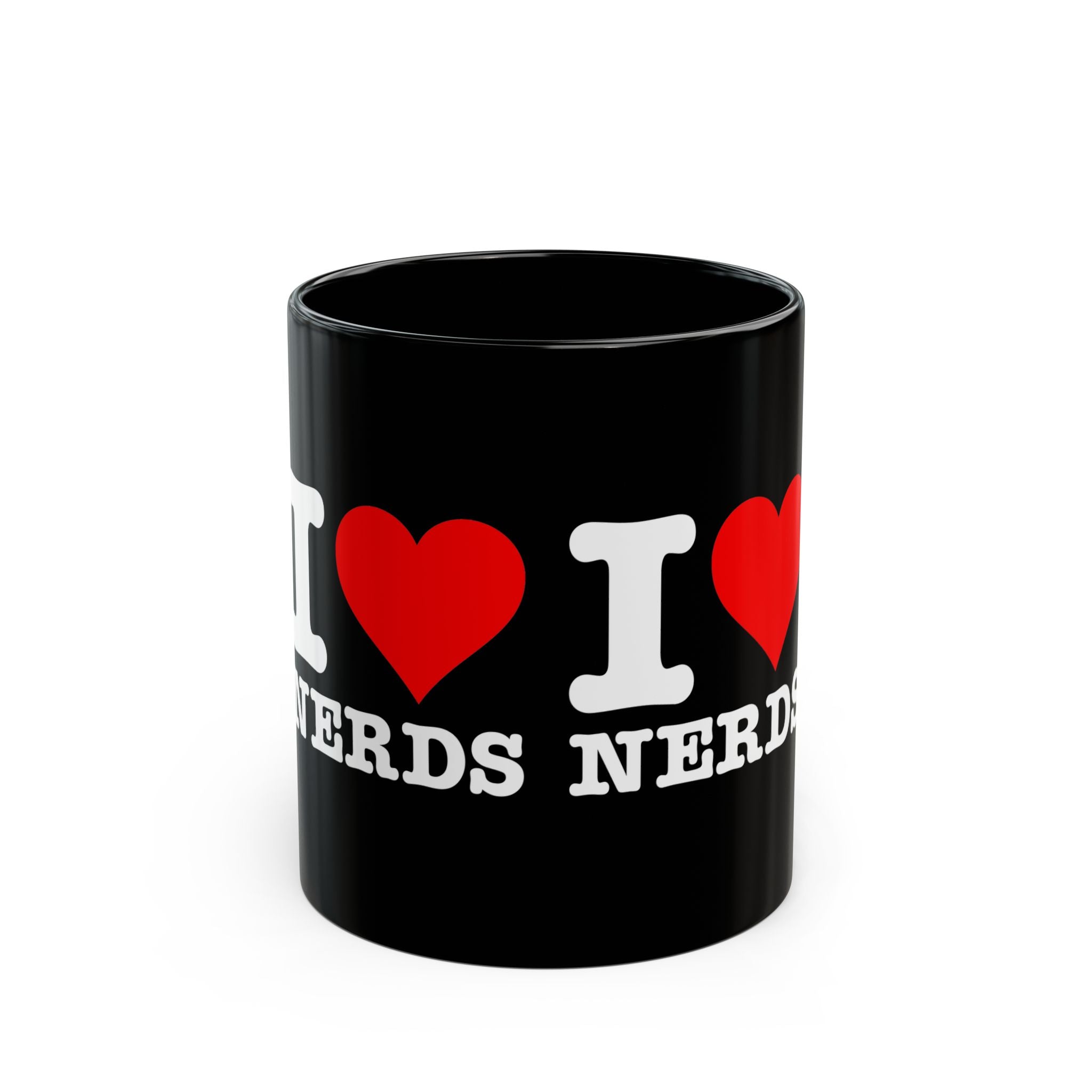 I Love Nerds Funny Cute I Heart Nerds - Black Glossy Mug