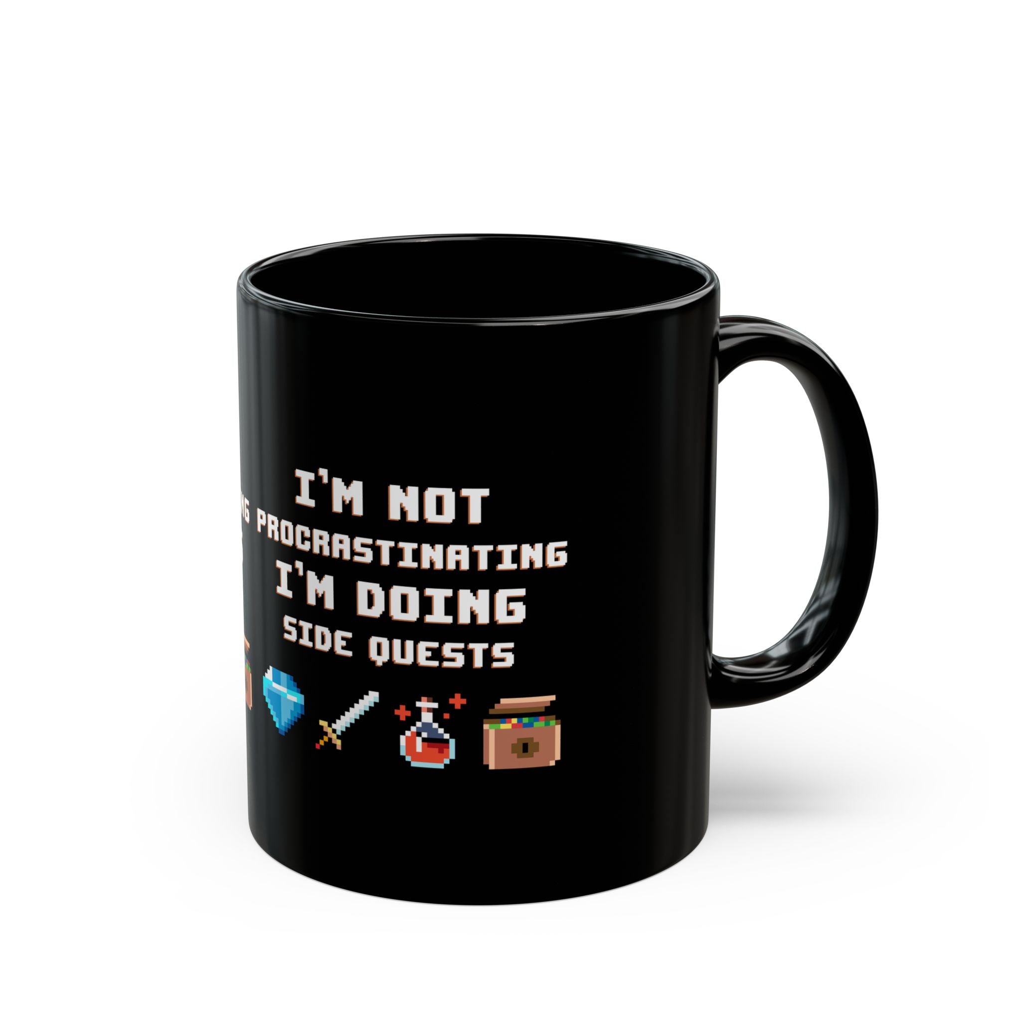 I'm Not Procrastinating I'm Doing Side Quests - Black Glossy Mug