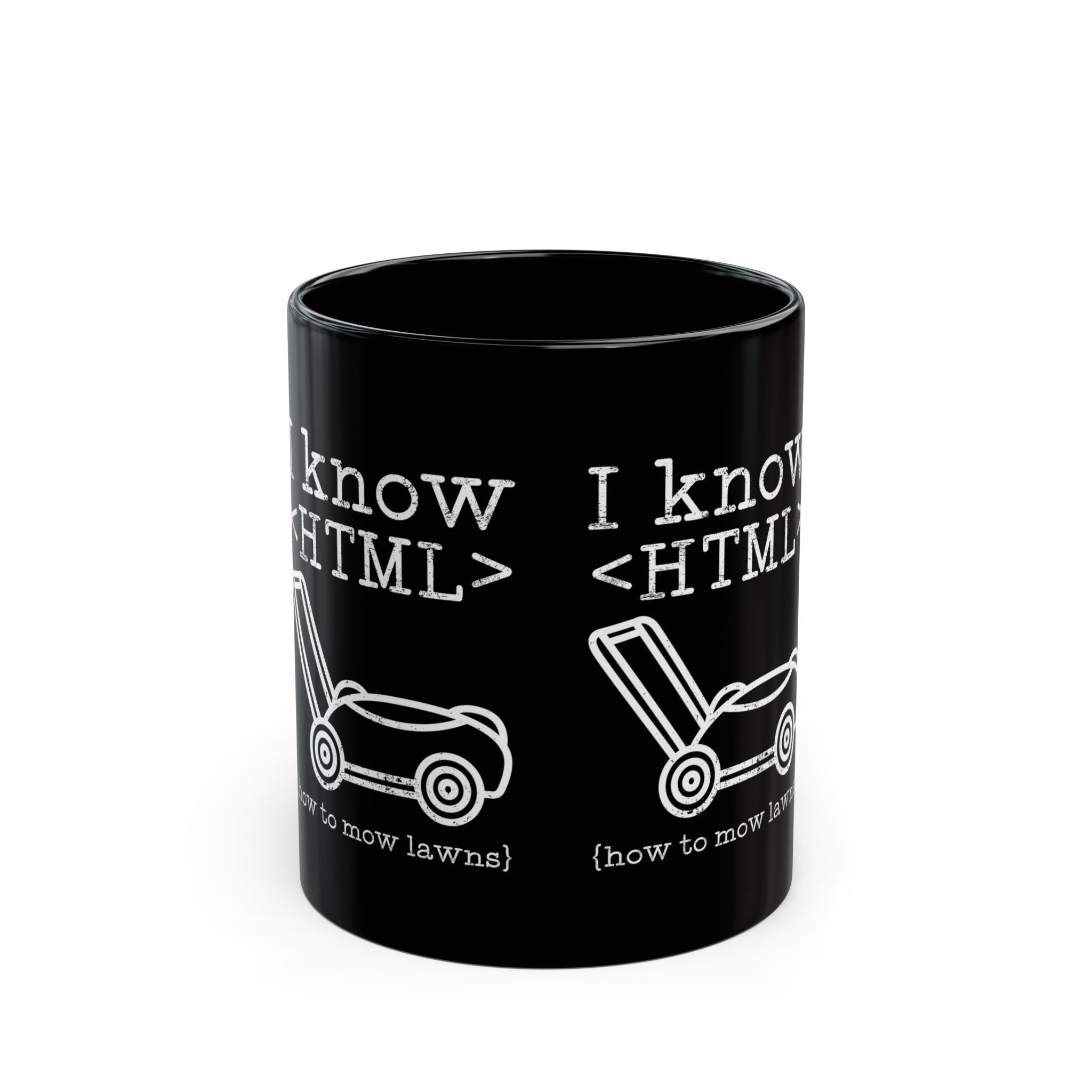 I Know HTML - How To Mow Lawns - Black Glossy Mug