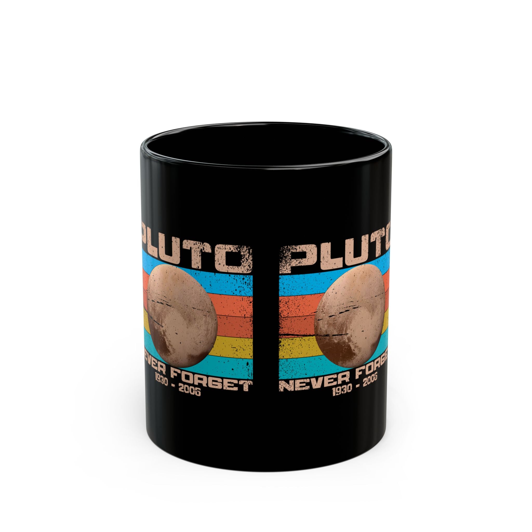 Pluto Never Forget - Black Glossy Mug