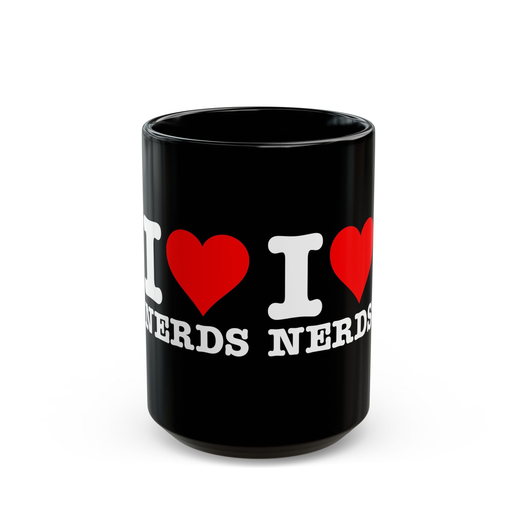 I Love Nerds Funny Cute I Heart Nerds - Black Glossy Mug