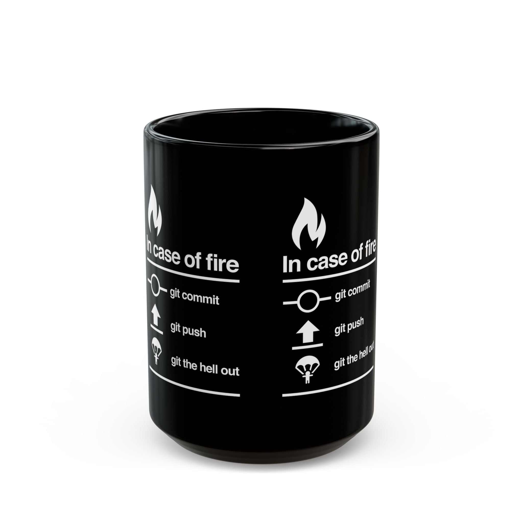 In Case Of Fire Git Commit - Black Glossy Mug