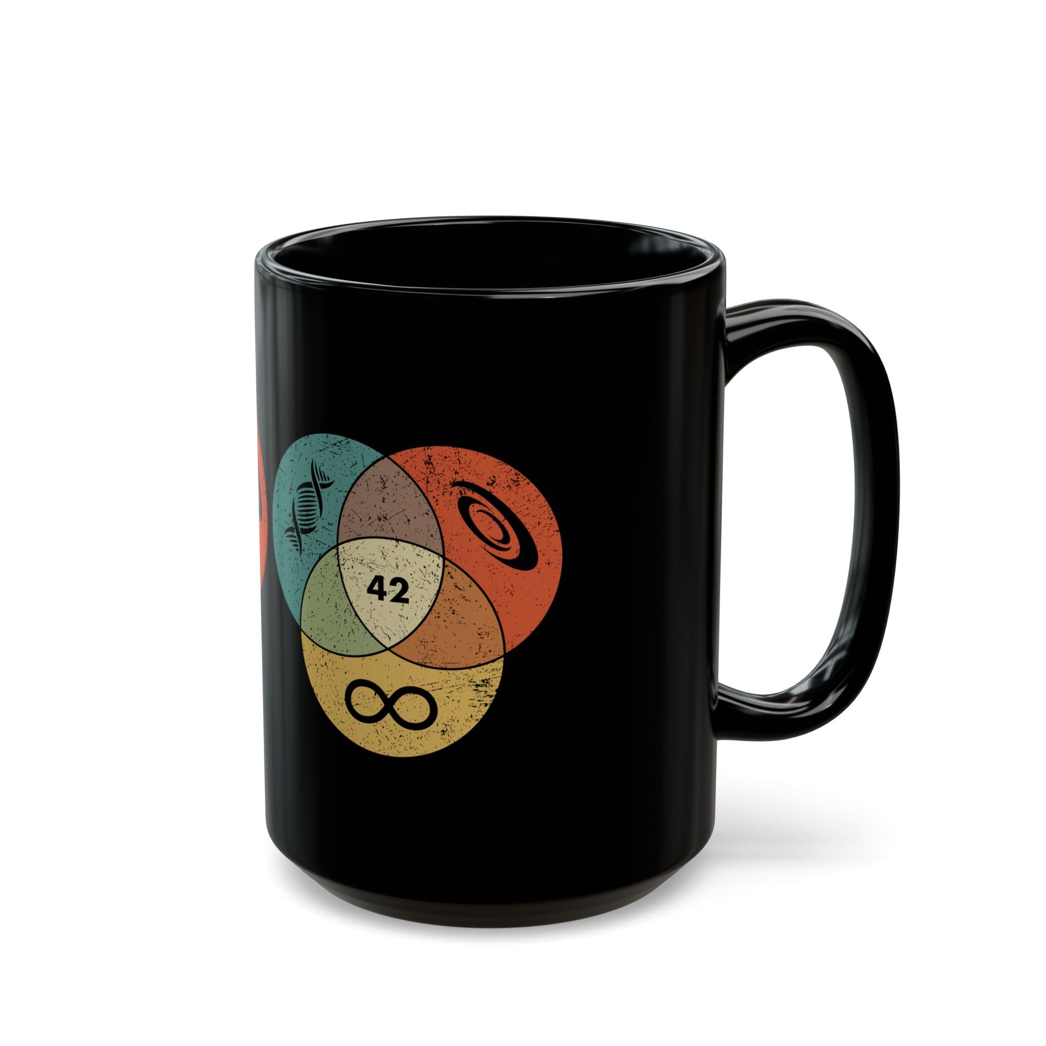 42 Answer To Life The Universe And Everything - Color Version - Black Glossy Mug