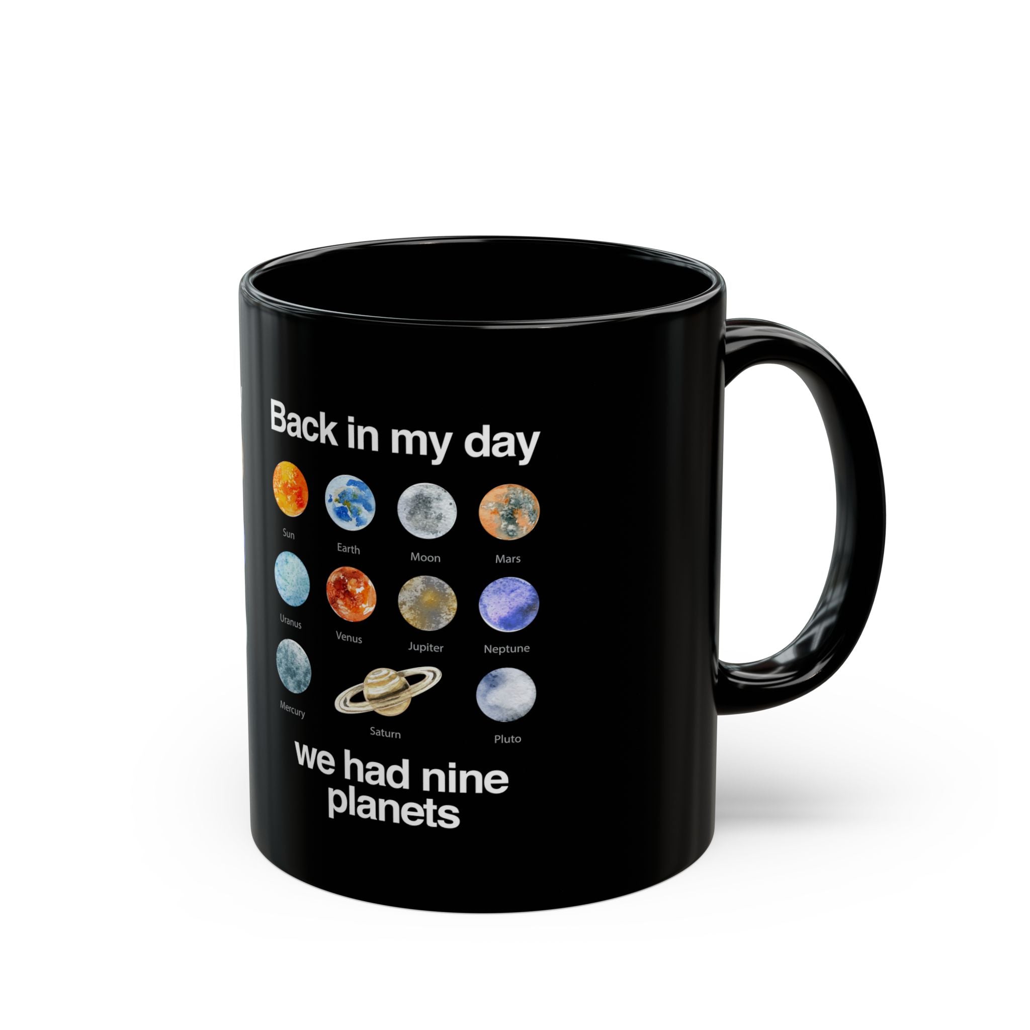 Back In My Day We Had Nine Planets - Black Glossy Mug