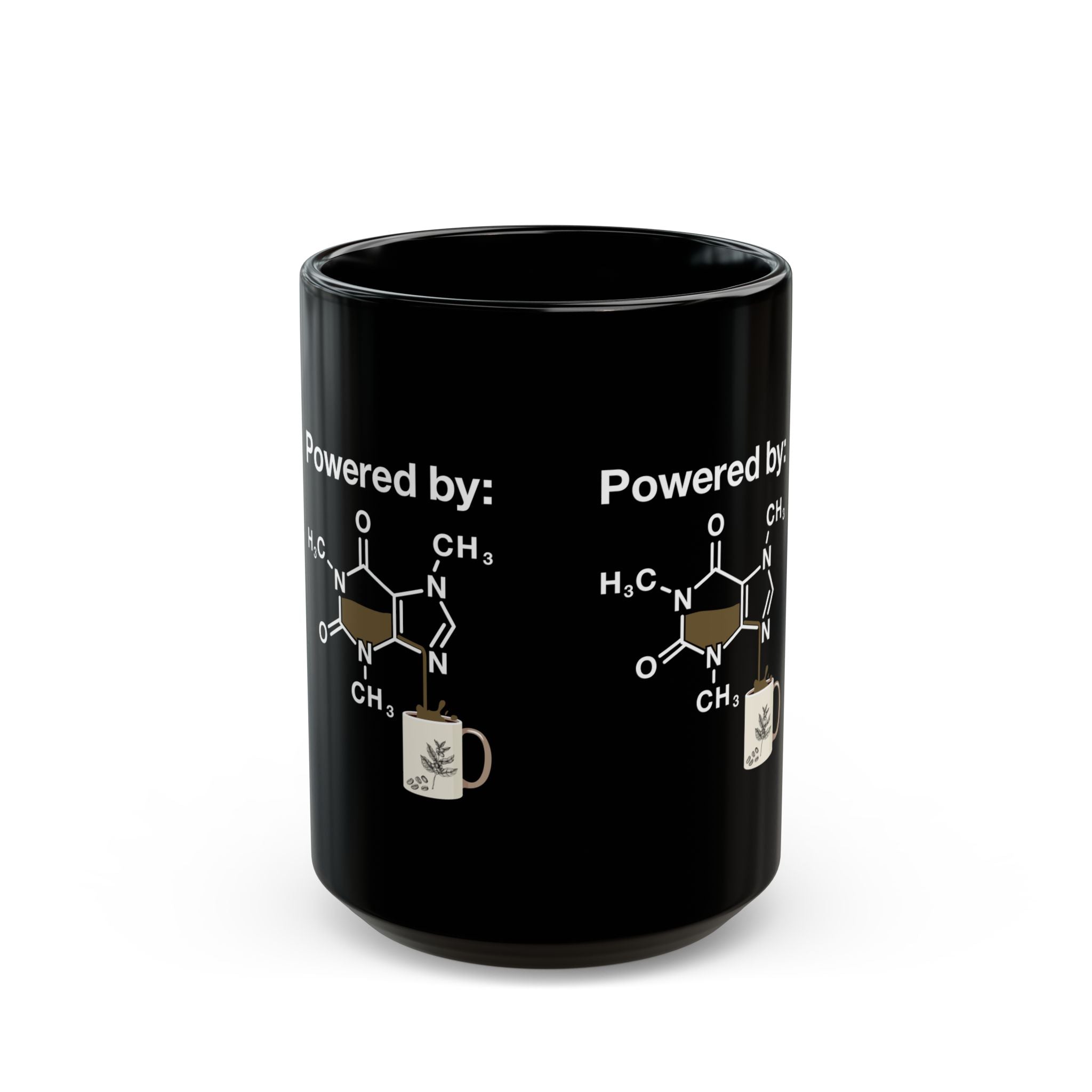 Powered By Caffeine - Coffee Addict - Black Glossy Mug