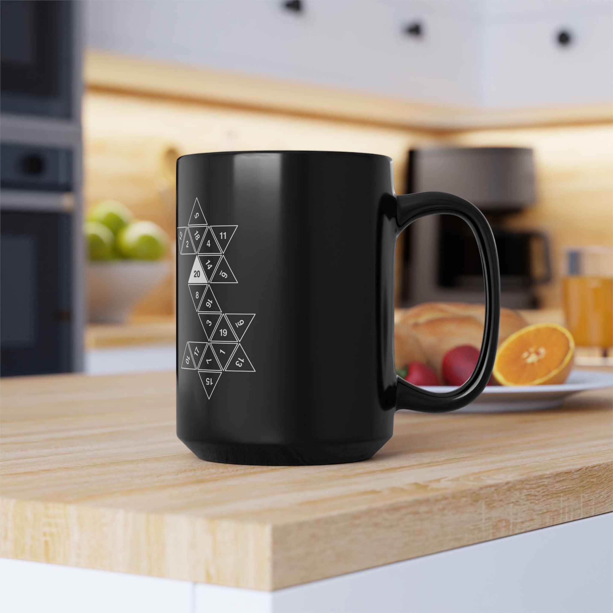 20 Sided Roll Playing Die - Black Glossy Mug