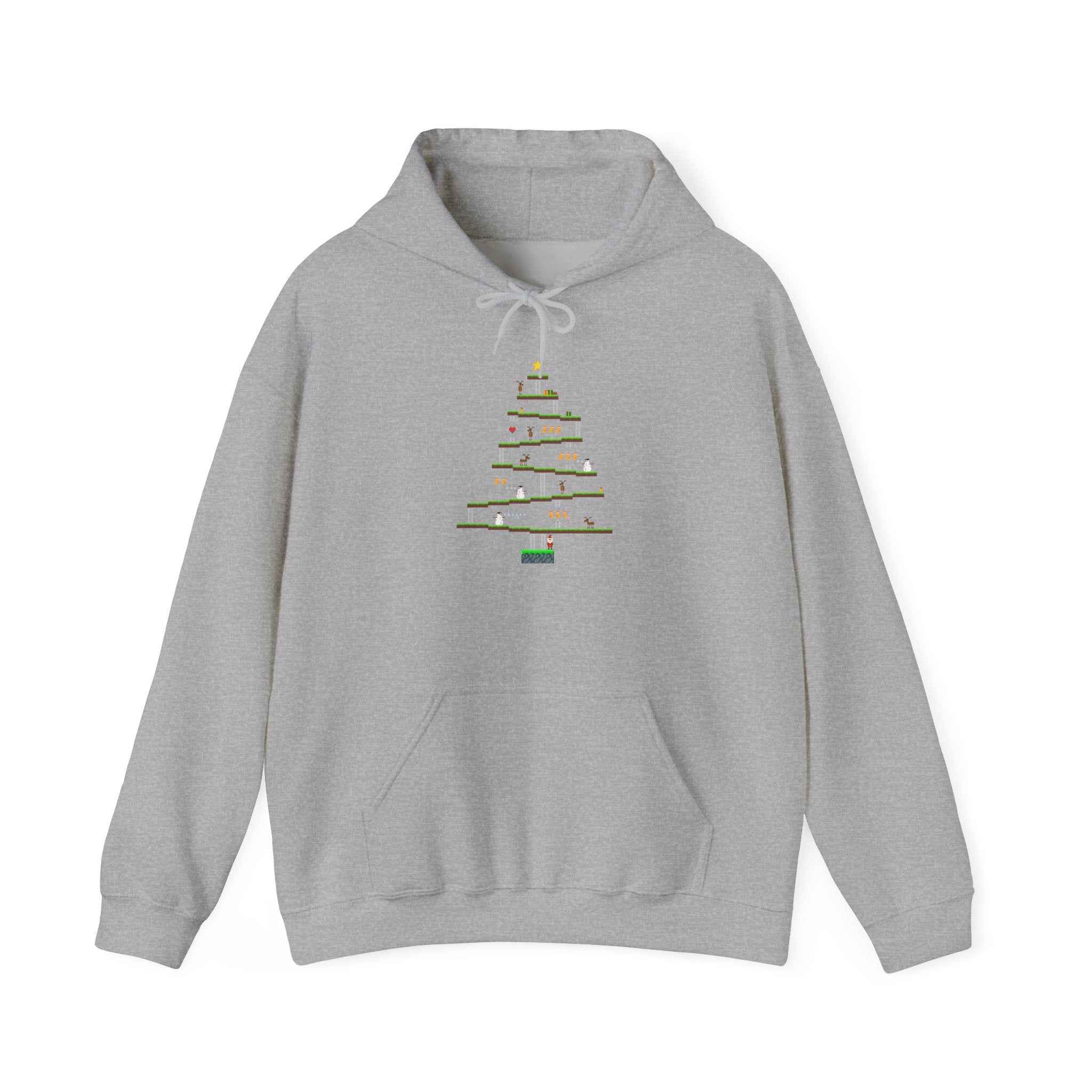 8-Bit Arcade Platformer Christmas Tree - Unisex Hooded Sweatshirt