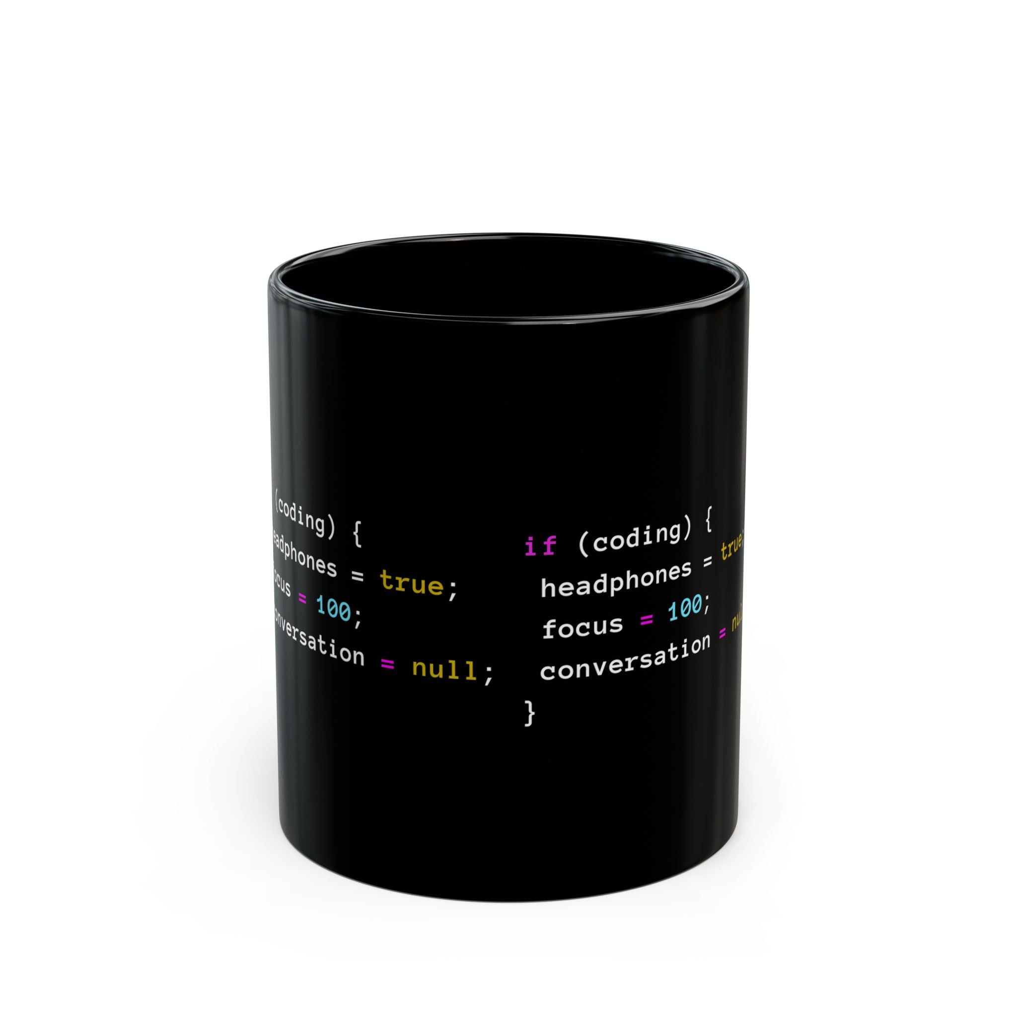 Coding With Headphones Javascript - Black Glossy Mug