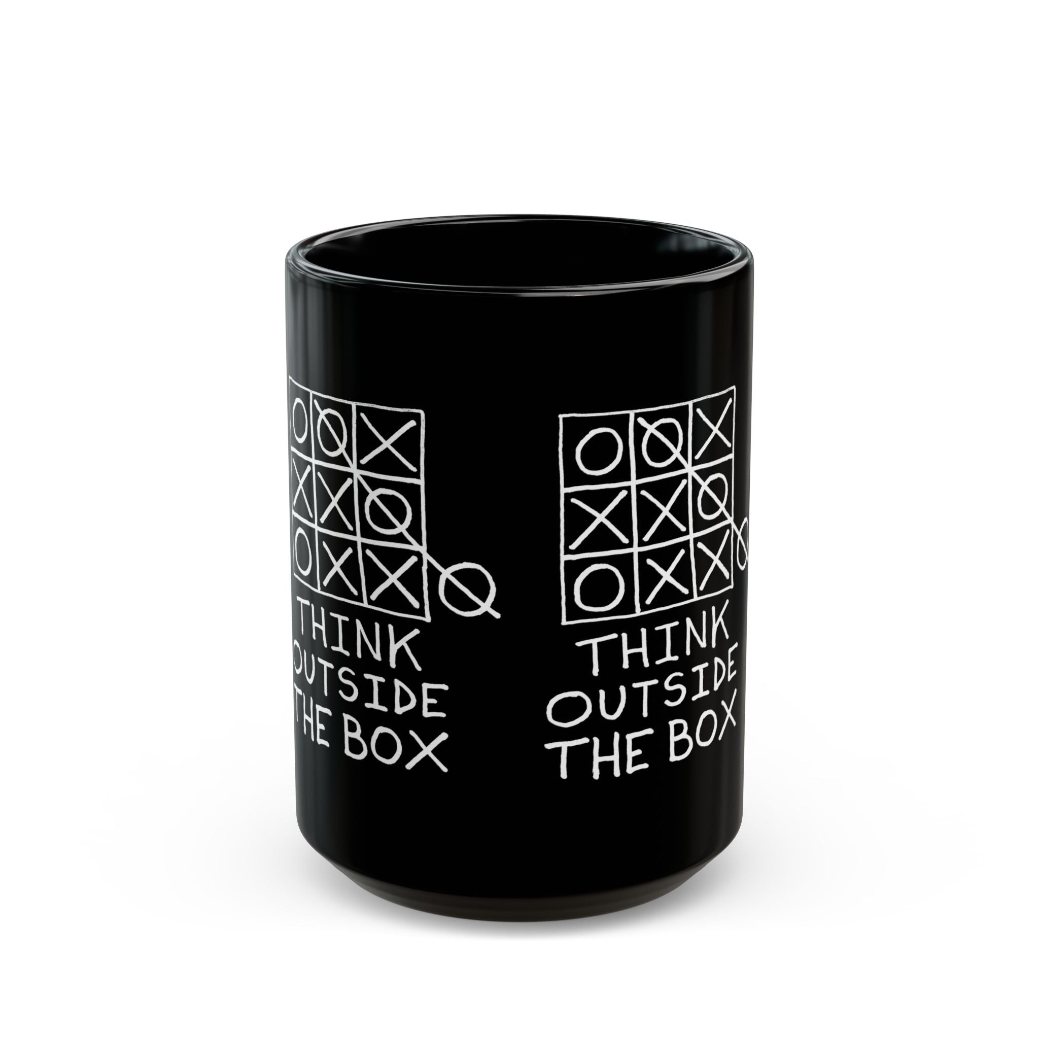 Think Outside The Box - Black Glossy Mug