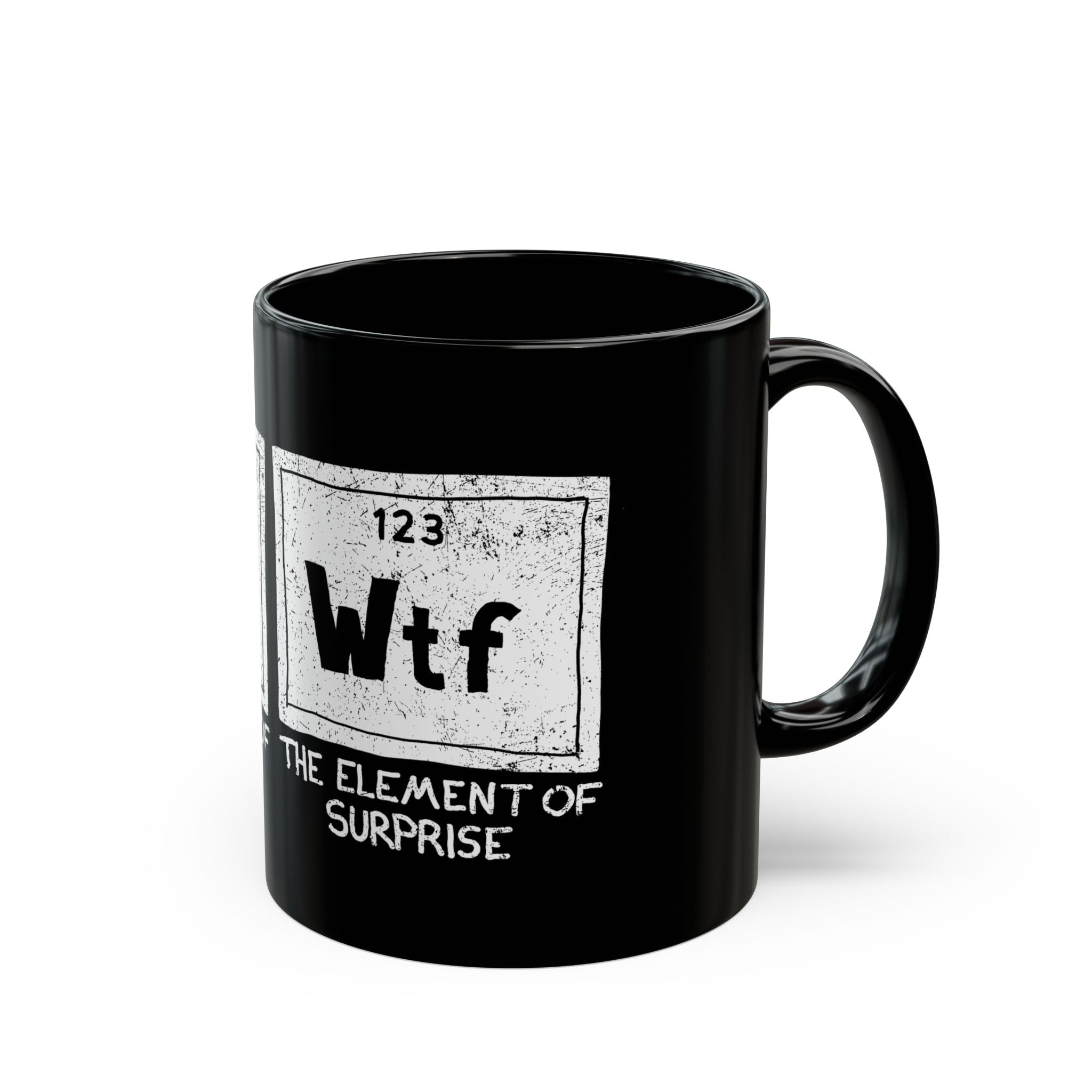 Wtf - The Element of Surprise - Black Glossy Mug