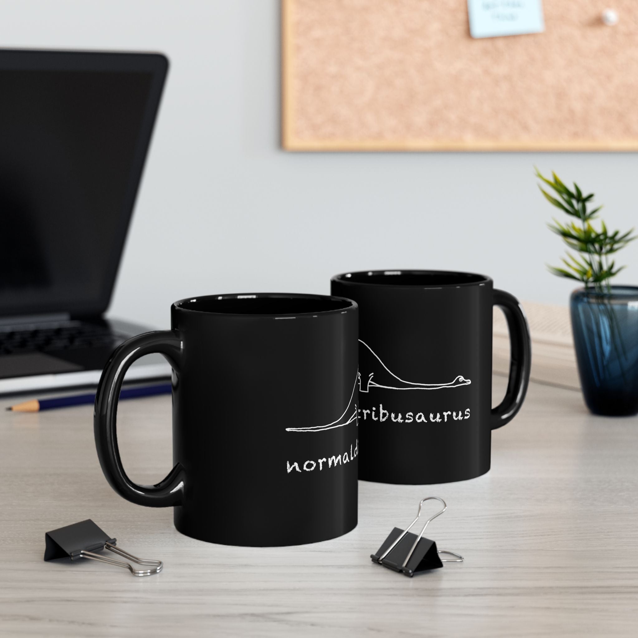 Math Statistics - Normaldistribusaurus - Black Glossy Mug
