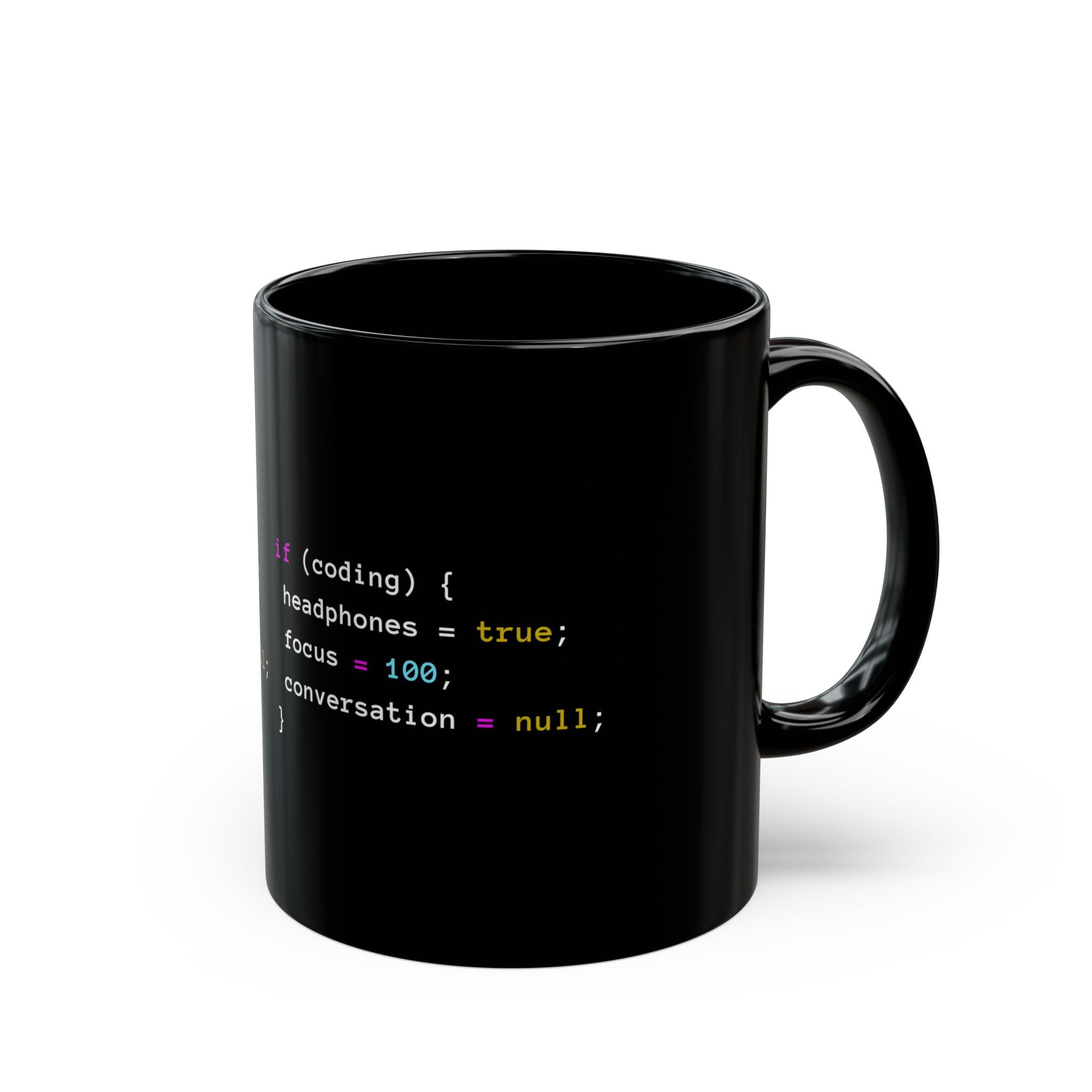 Coding With Headphones Javascript - Black Glossy Mug