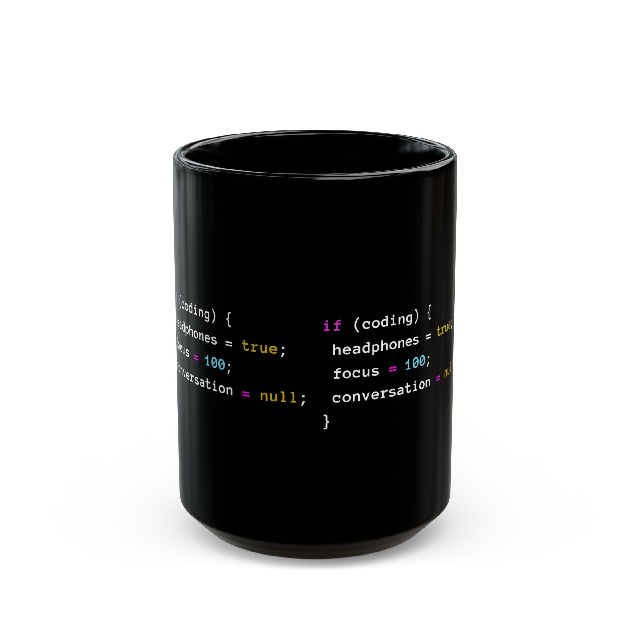 Coding With Headphones Javascript - Black Glossy Mug
