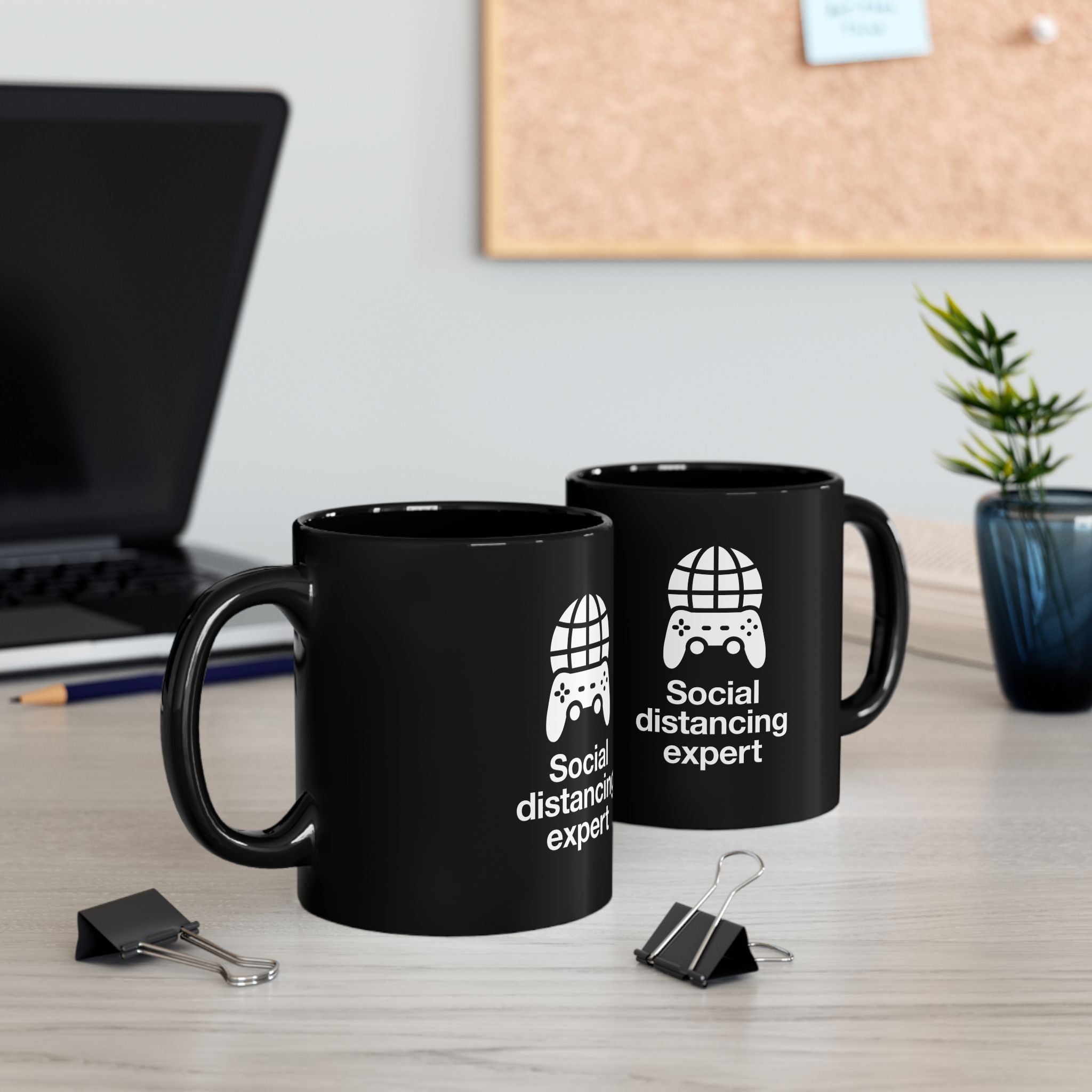 Social Distancing Expert - Black Glossy Mug