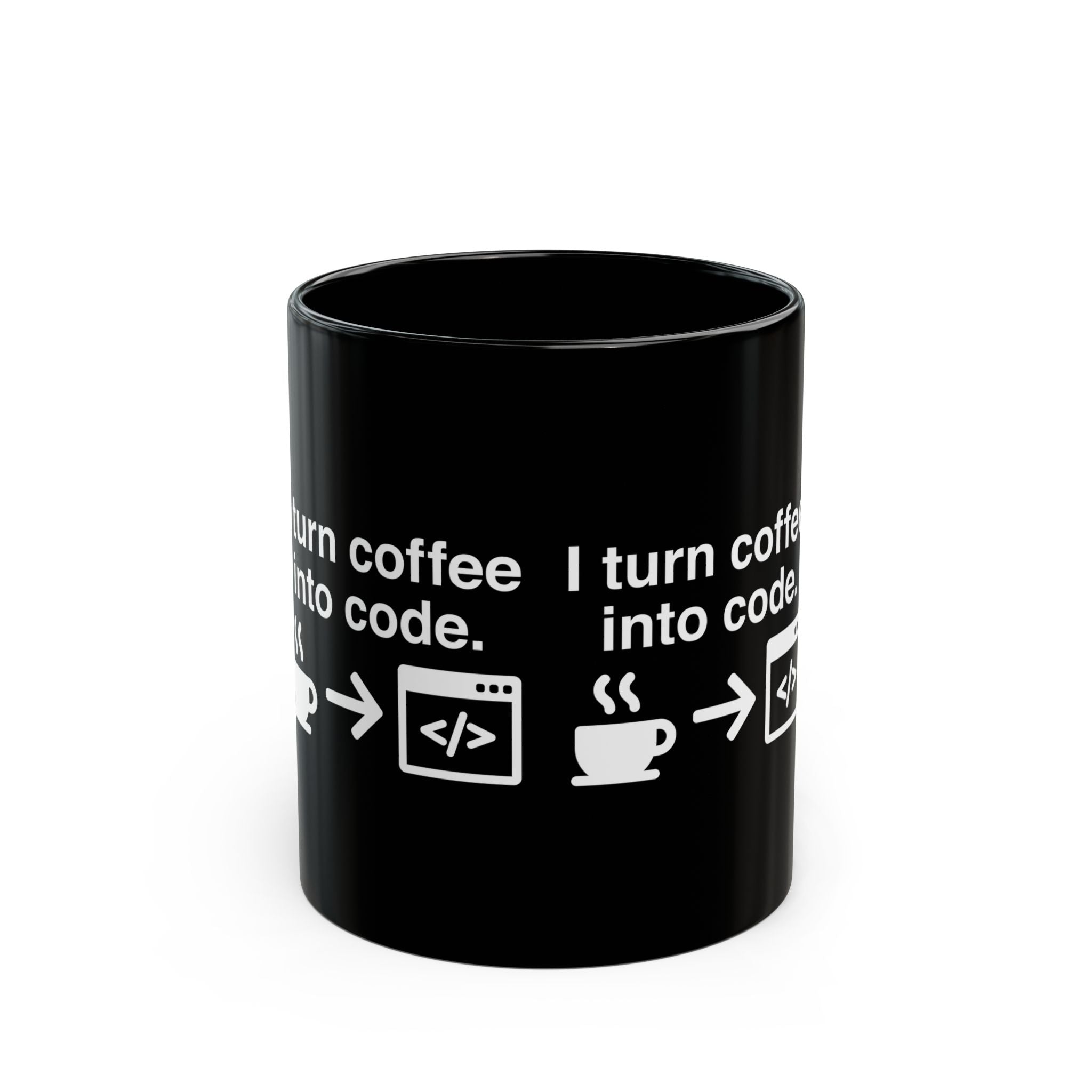I Turn Coffee Into Code - Black Glossy Mug