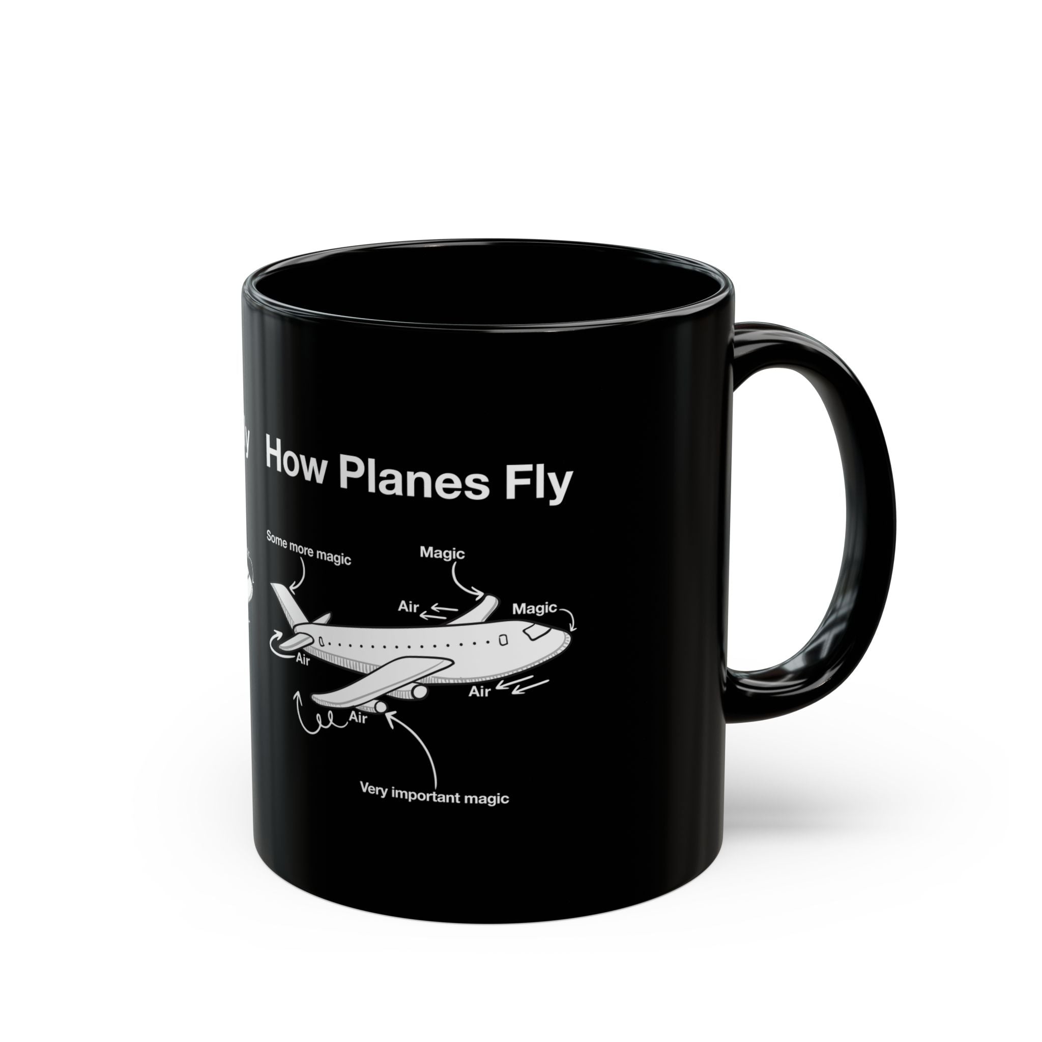 How Planes Fly Funny Aerospace Engineer - Black Glossy Mug