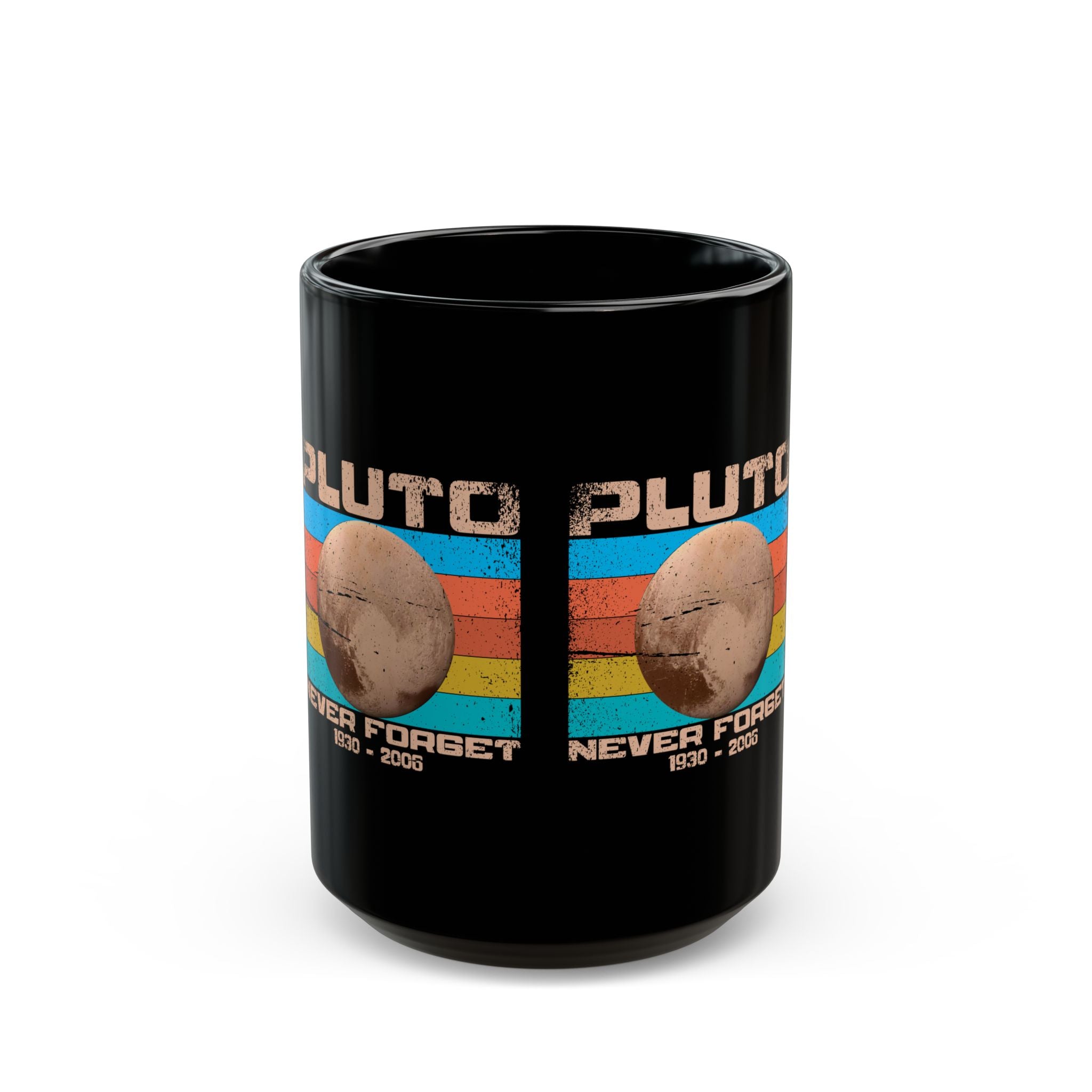 Pluto Never Forget - Black Glossy Mug