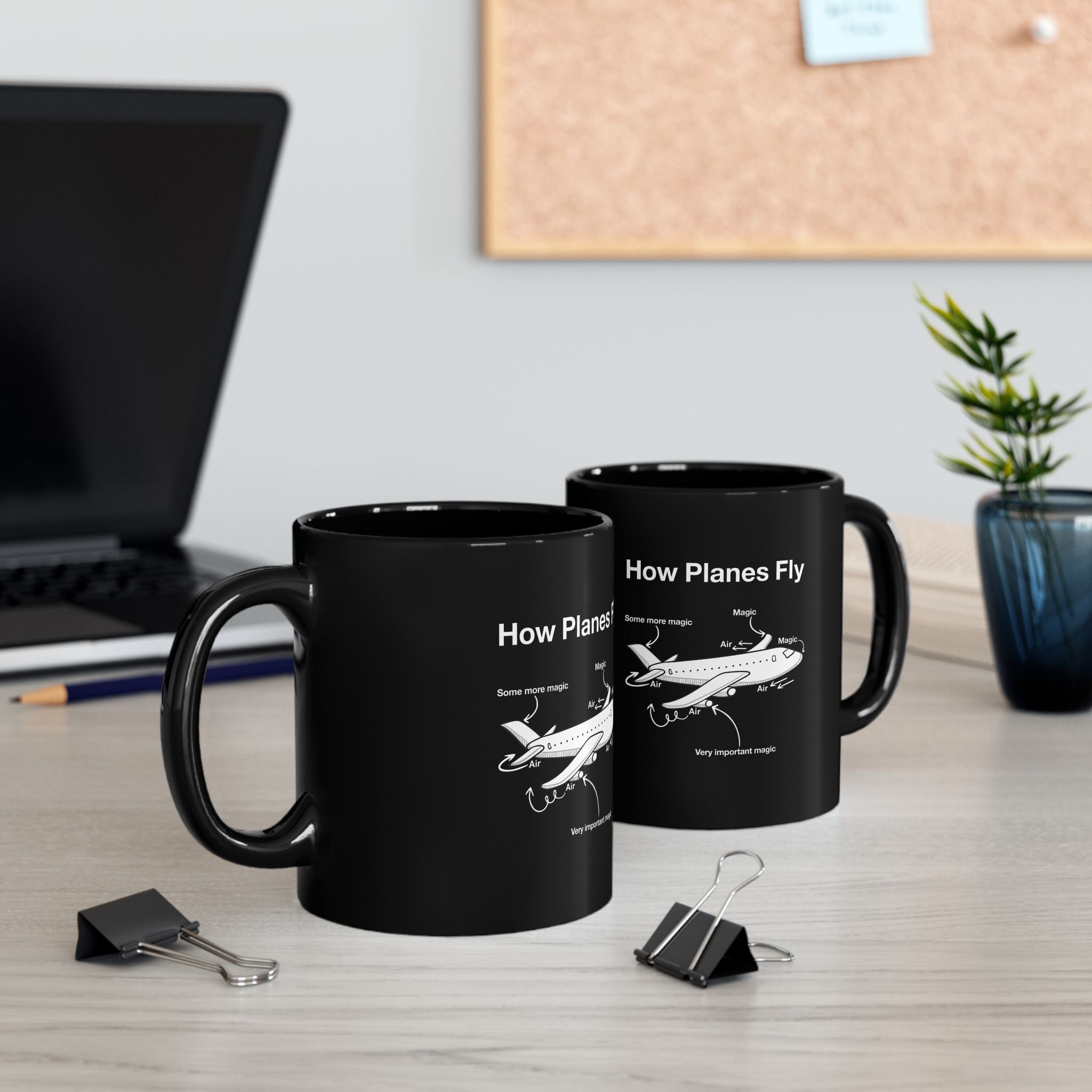 How Planes Fly Funny Aerospace Engineer - Black Glossy Mug