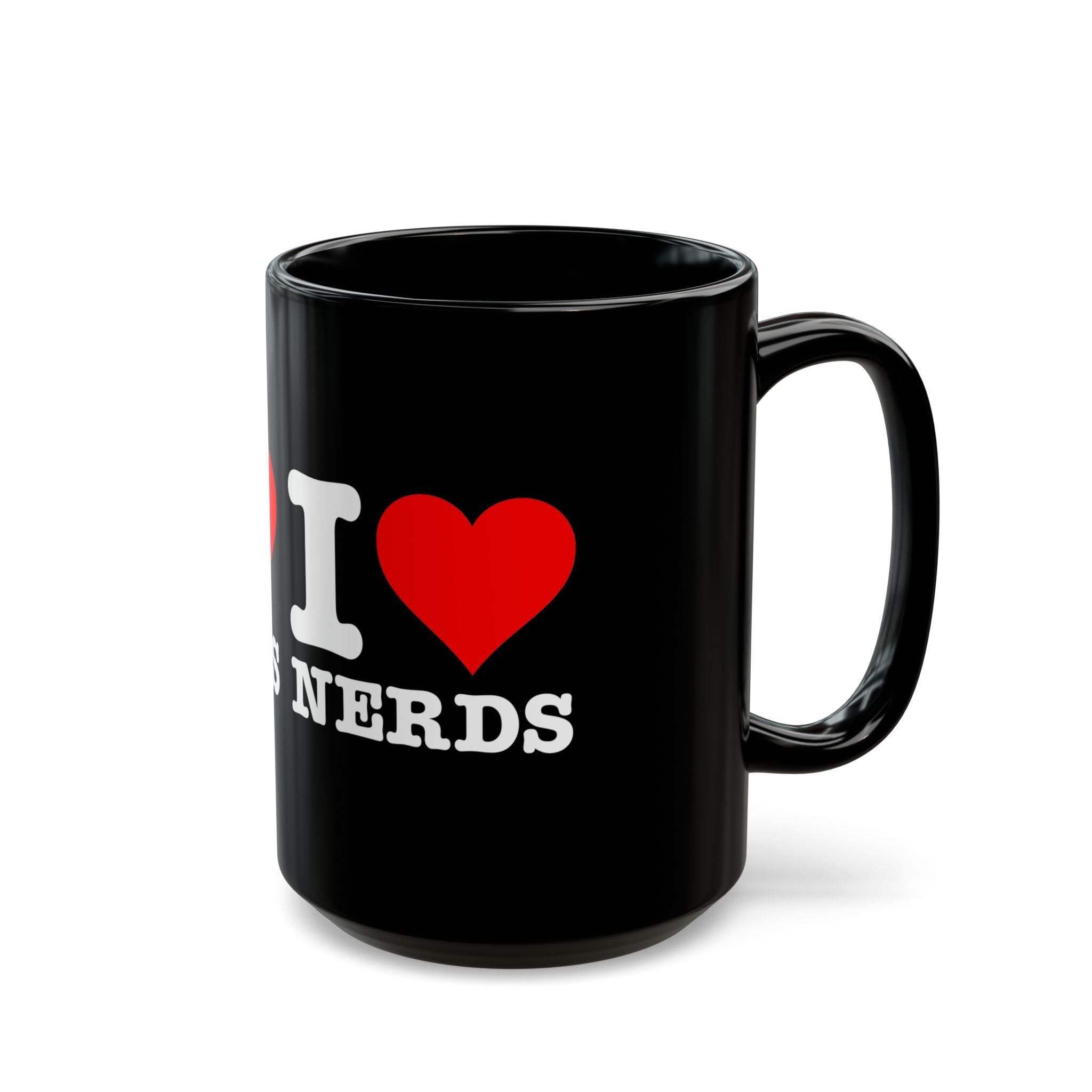 I Love Nerds Funny Cute I Heart Nerds - Black Glossy Mug