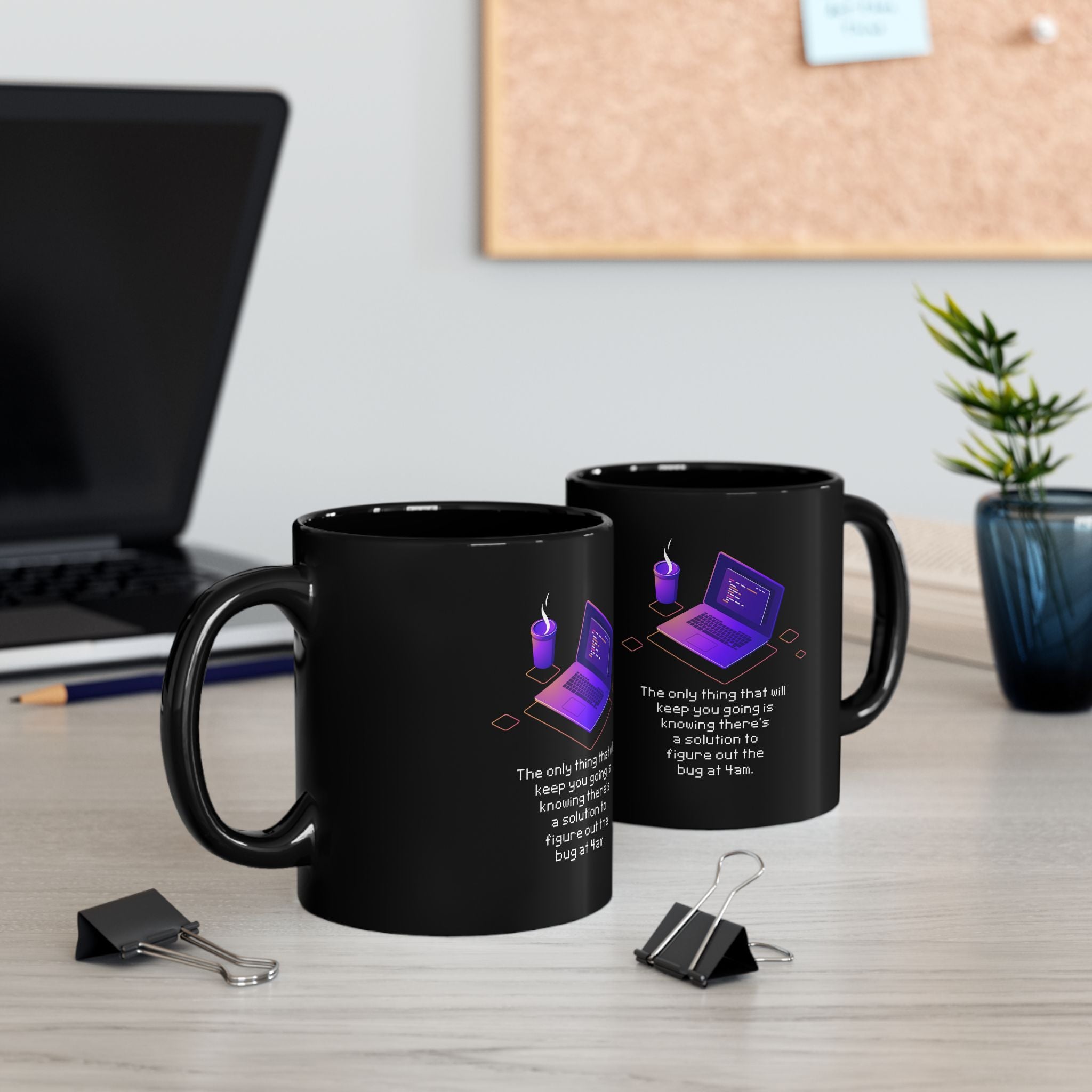 Figure Out The Bug At 4am - Black Glossy Mug