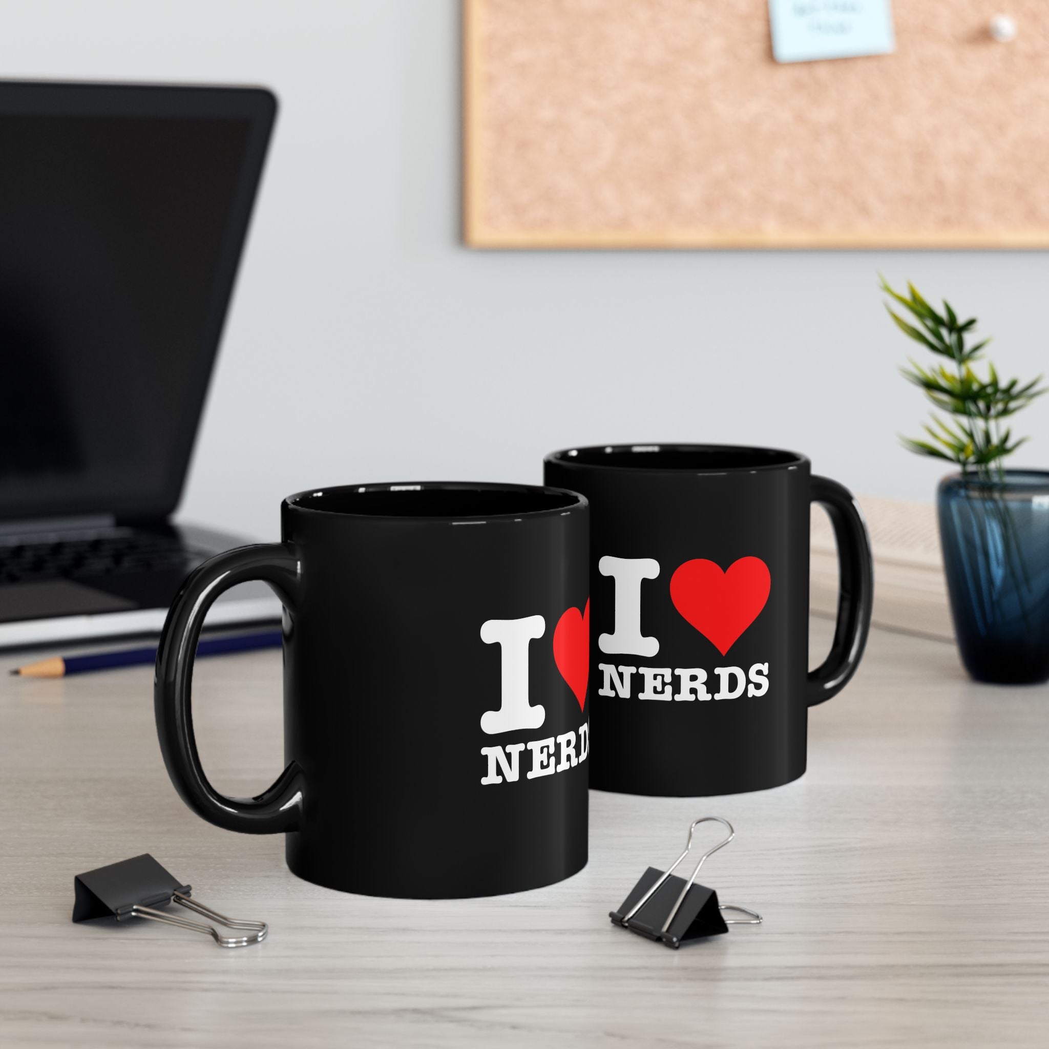 I Love Nerds Funny Cute I Heart Nerds - Black Glossy Mug