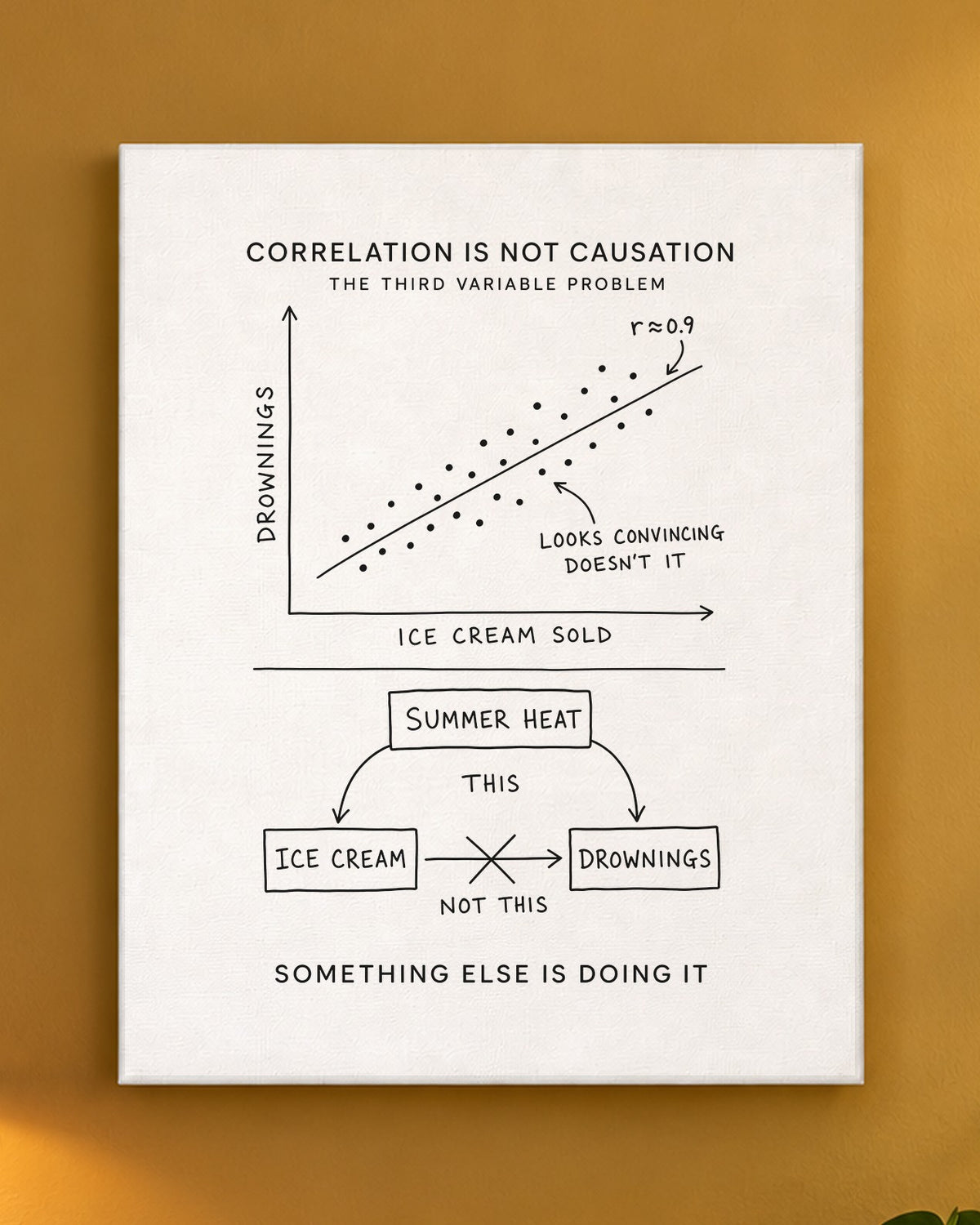 Correlation Is Not Causation Canvas on a wall