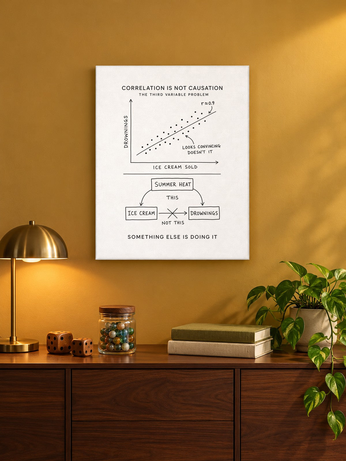 Correlation Is Not Causation Canvas in a classroom