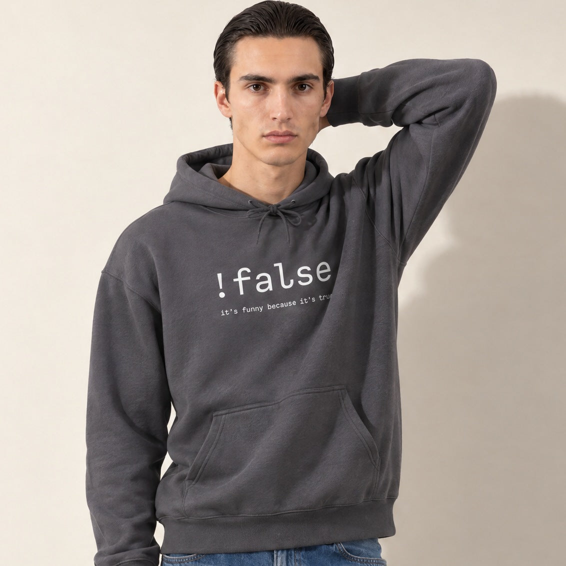false its funny because its true hoodie model