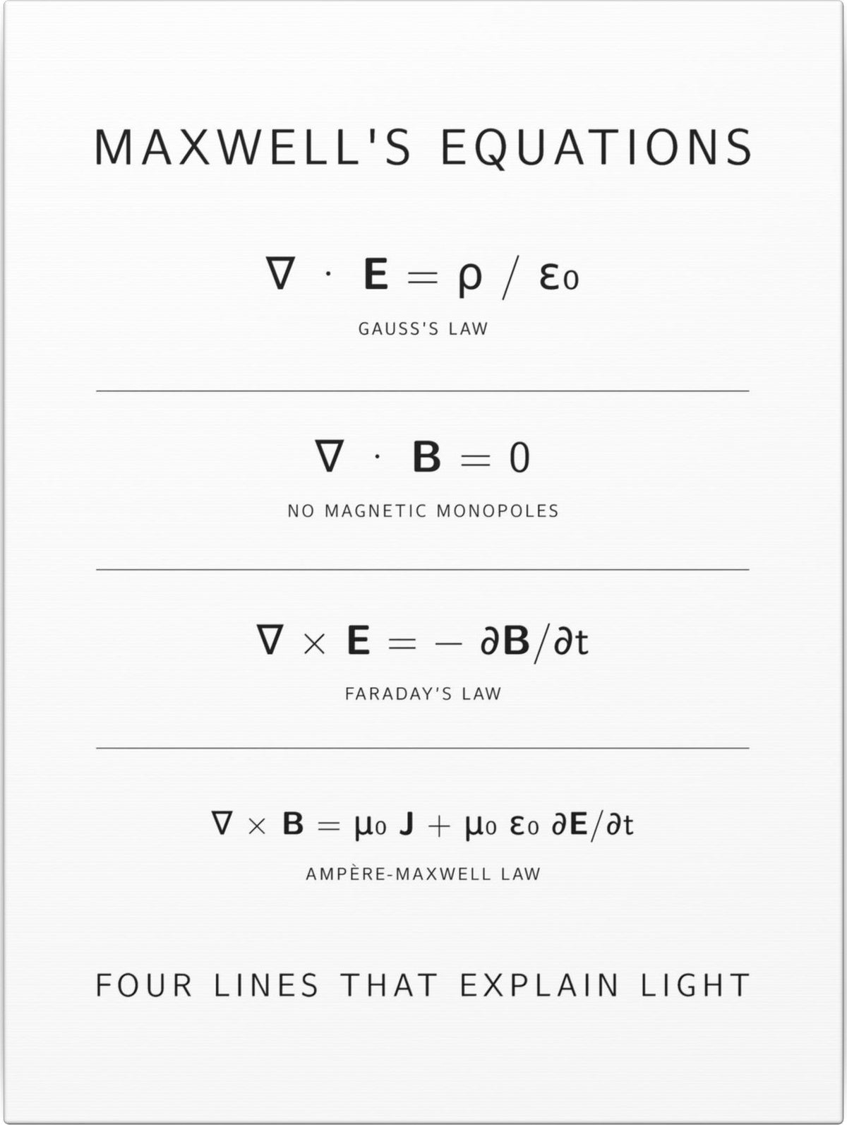 Maxwell's Equations Canvas front