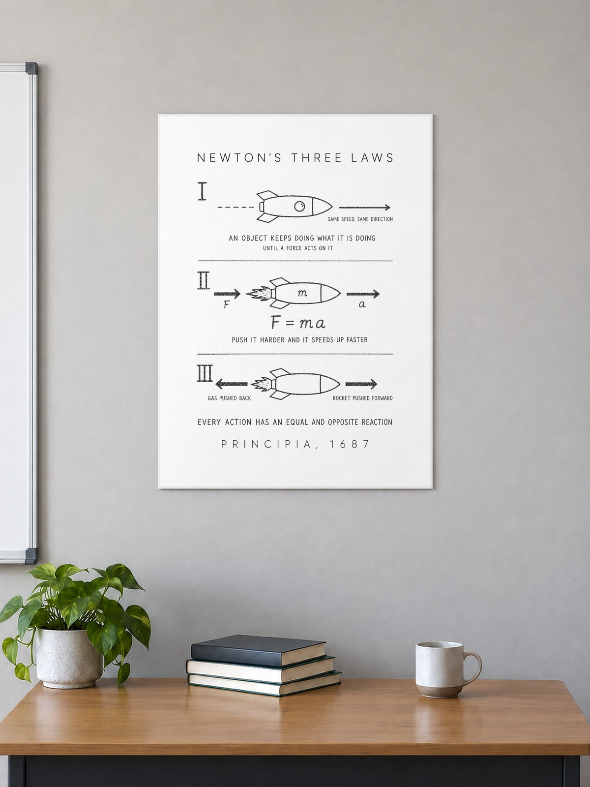 Newton's Three Laws Poster in a classroom