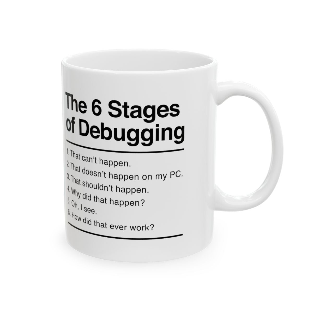 The 6 Stages Of Debugging Mug right #Size_11oz