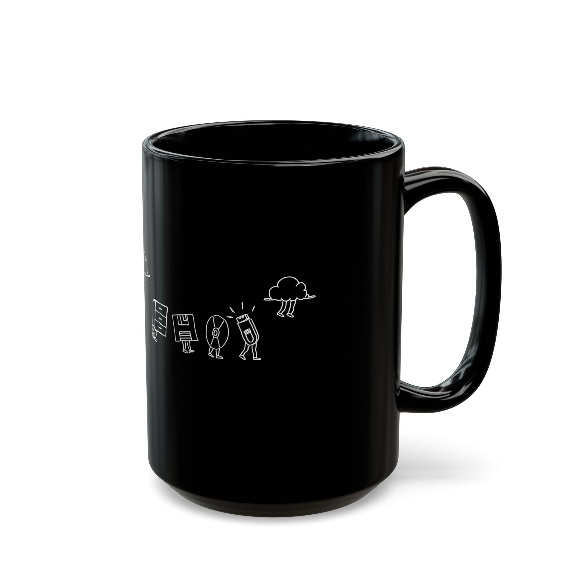 Computer Storage Evolution Cloud - Black Glossy Mug