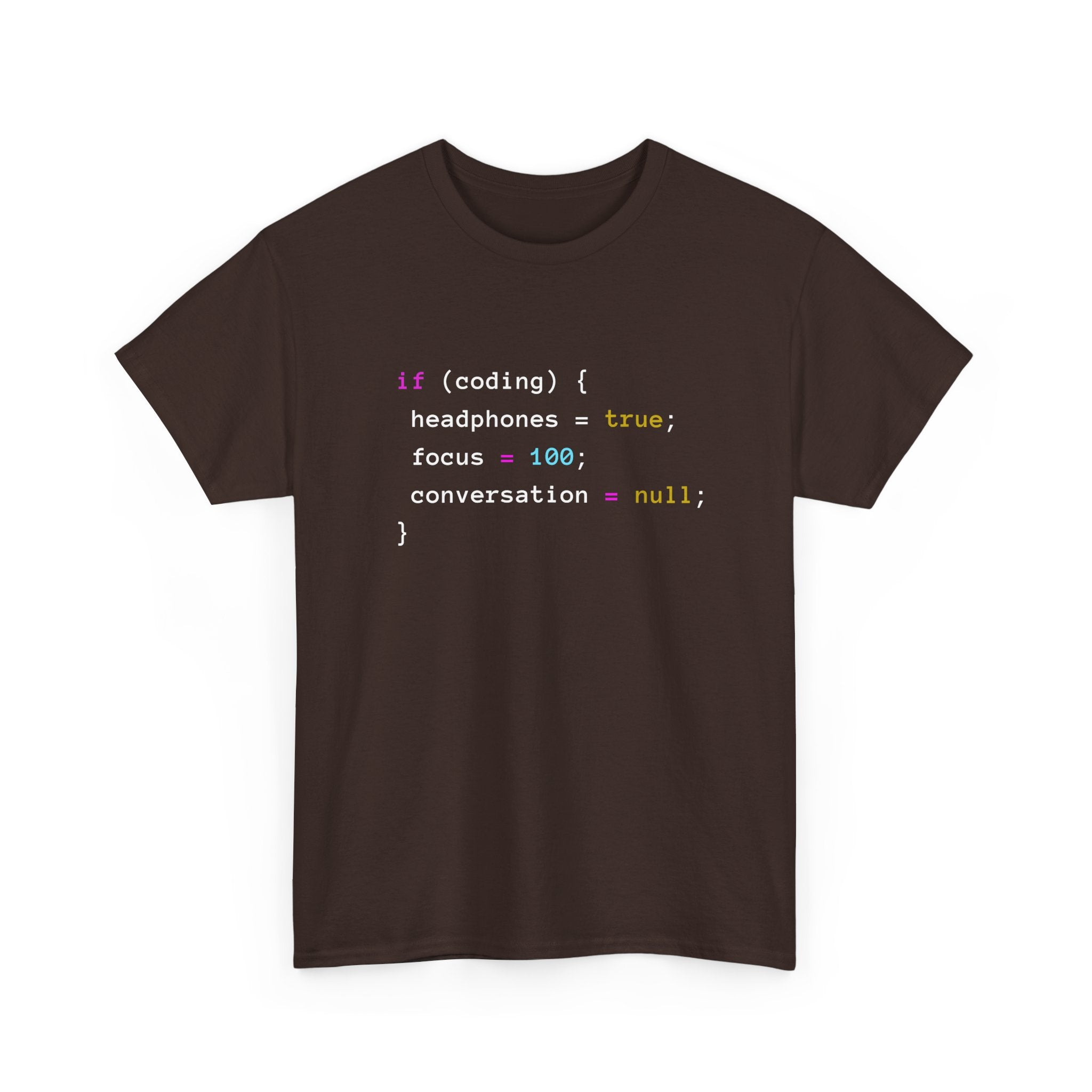 Coding With Headphones Javascript T-Shirt - Nerd Shirt - Regular Unisex Crewneck T-Shirt