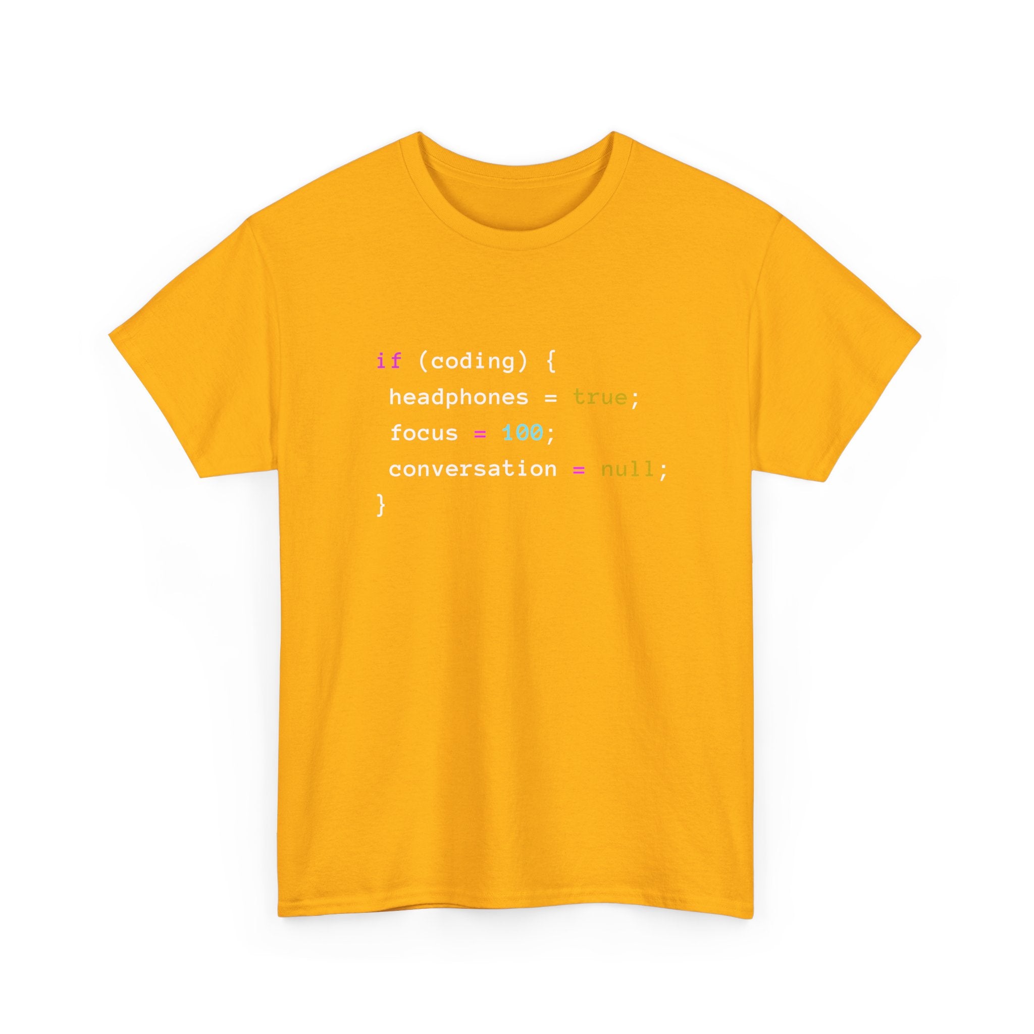 Coding With Headphones Javascript T-Shirt - Nerd Shirt - Regular Unisex Crewneck T-Shirt
