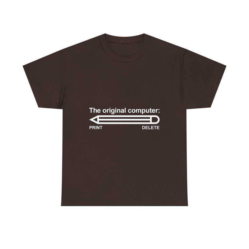 The Original Computer T-Shirt, Pencil Humor Tee, Funny Graphic Gift, Creative Writing Shirt, Retro Art Apparel, Stationery Lover Present, Ed