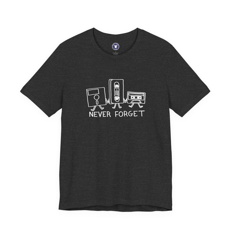 Never Forget Cassette Tapes Vhs Floppy Disks - Premium Unisex Crewneck T-Shirt