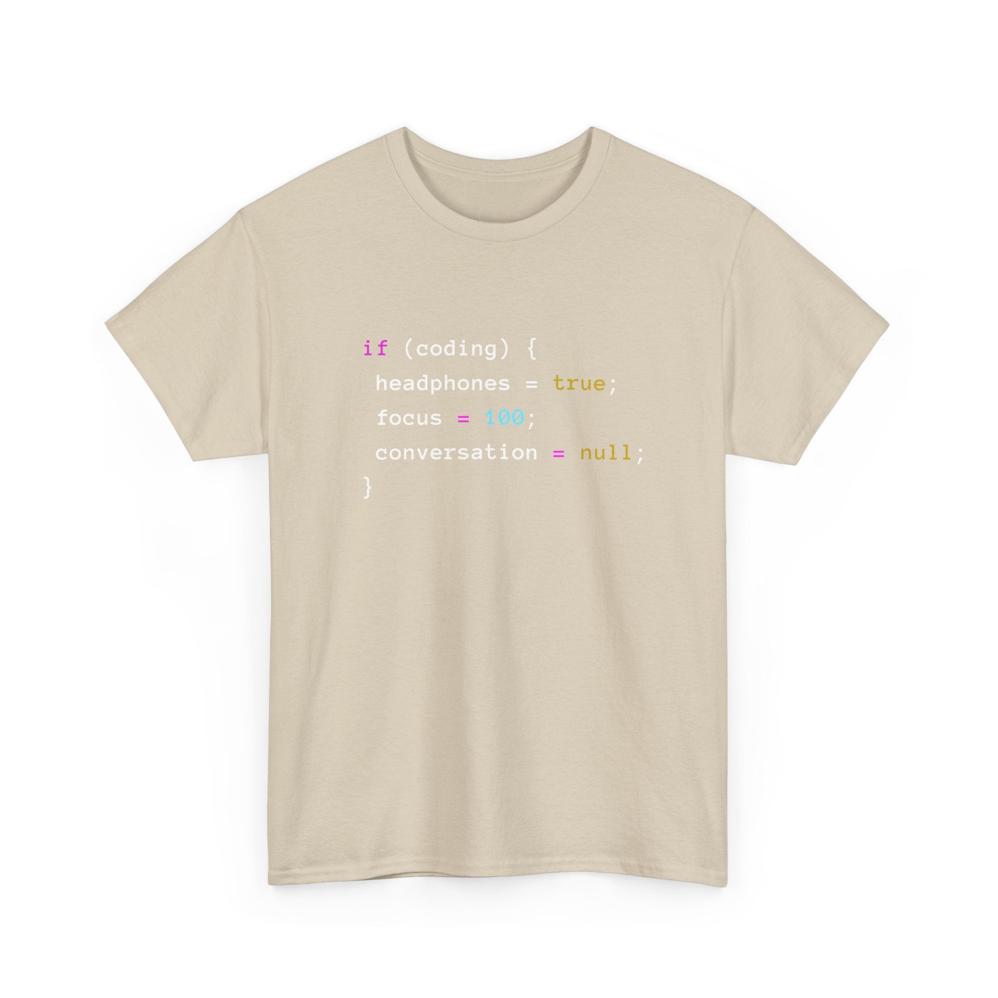 Coding With Headphones Javascript T-Shirt - Nerd Shirt - Regular Unisex Crewneck T-Shirt