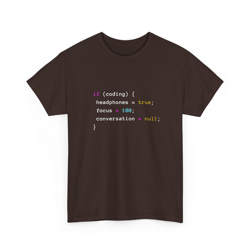 Coding With Headphones Javascript T-Shirt - Nerd Shirt - Regular Unisex Crewneck T-Shirt