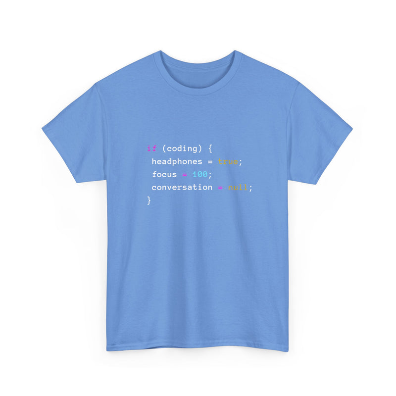 Coding With Headphones Javascript T-Shirt - Nerd Shirt - Regular Unisex Crewneck T-Shirt