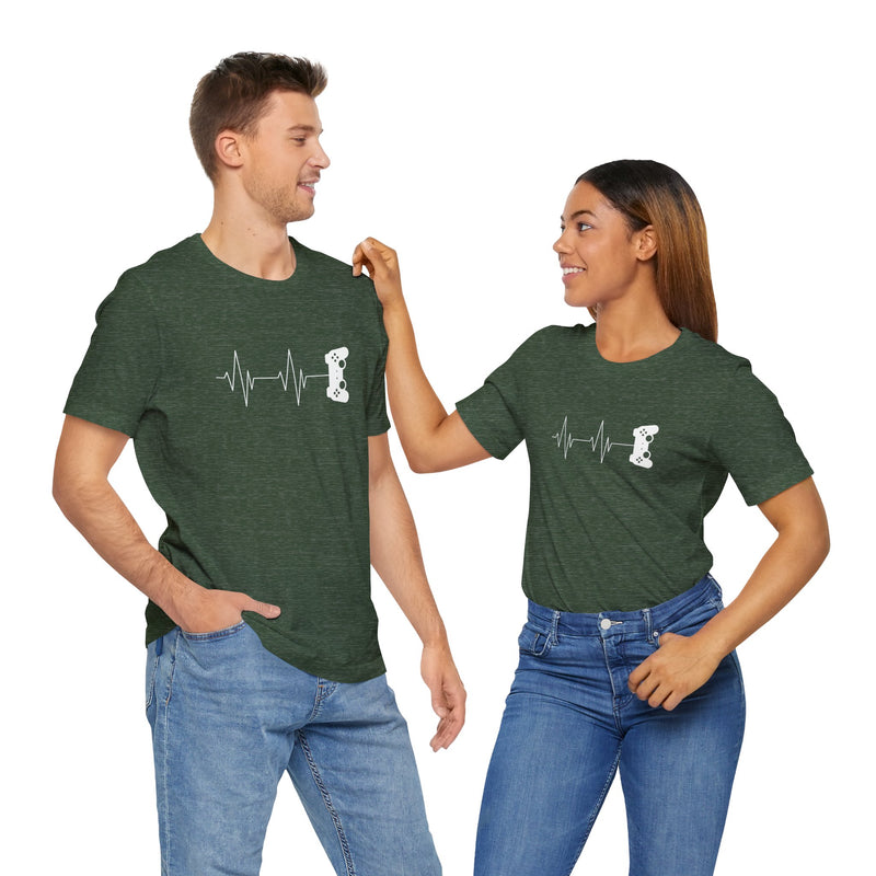 Gamer Heartbeat - Video Gaming Addict Shirt - Premium Unisex Crewneck T-Shirt