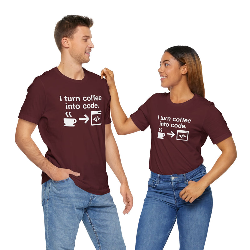 I Turn Coffee Into Code - Coder Shirt - Premium Unisex Crewneck T-Shirt