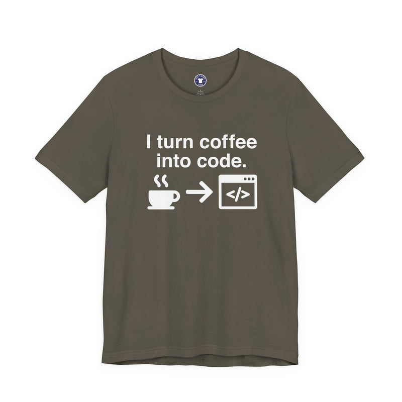 I Turn Coffee Into Code - Coder Shirt - Premium Unisex Crewneck T-Shirt